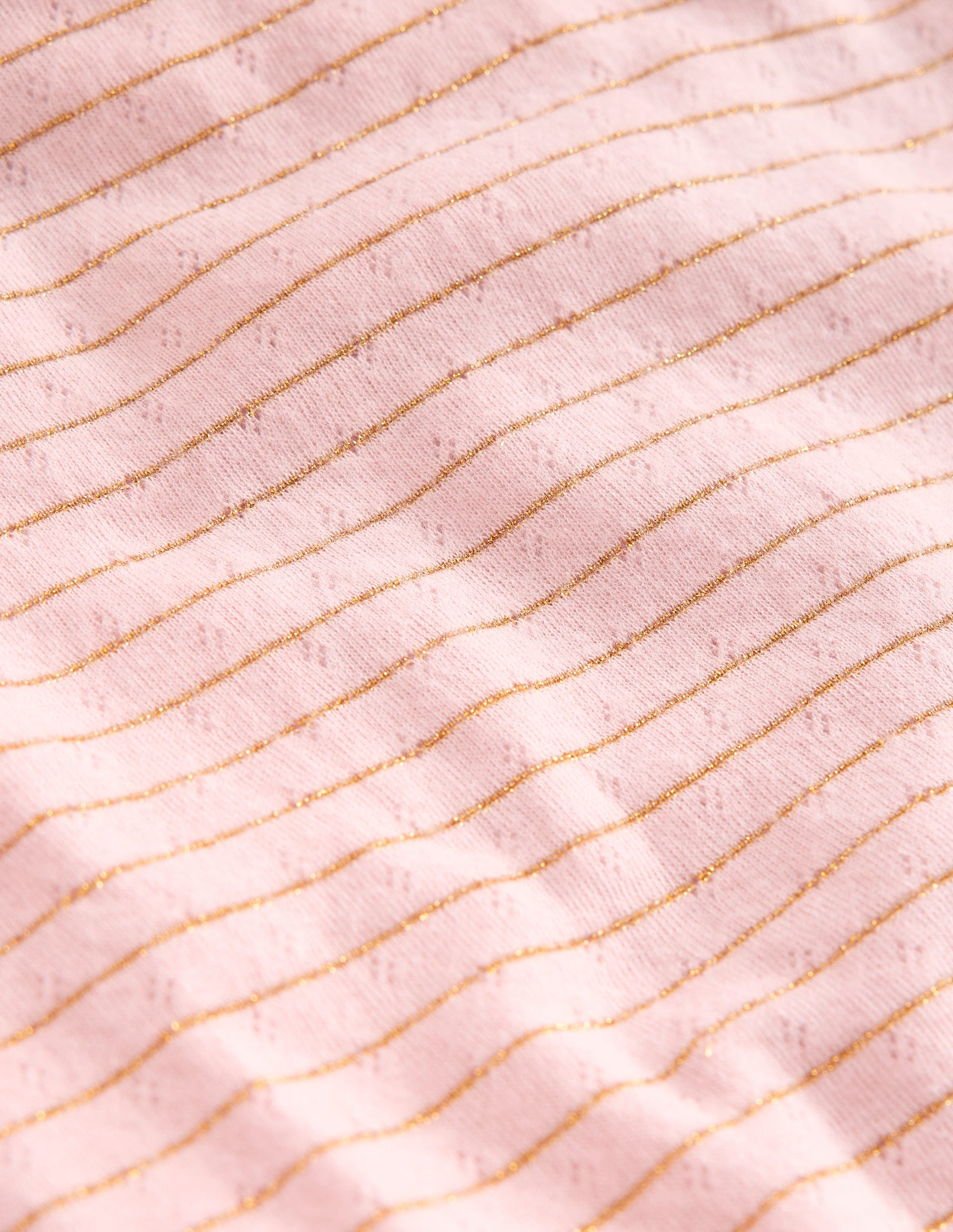 Langärmeliges Oberteil mit Pointelle-Muster-Kreiderosa/Gold Lurex Streifen-3