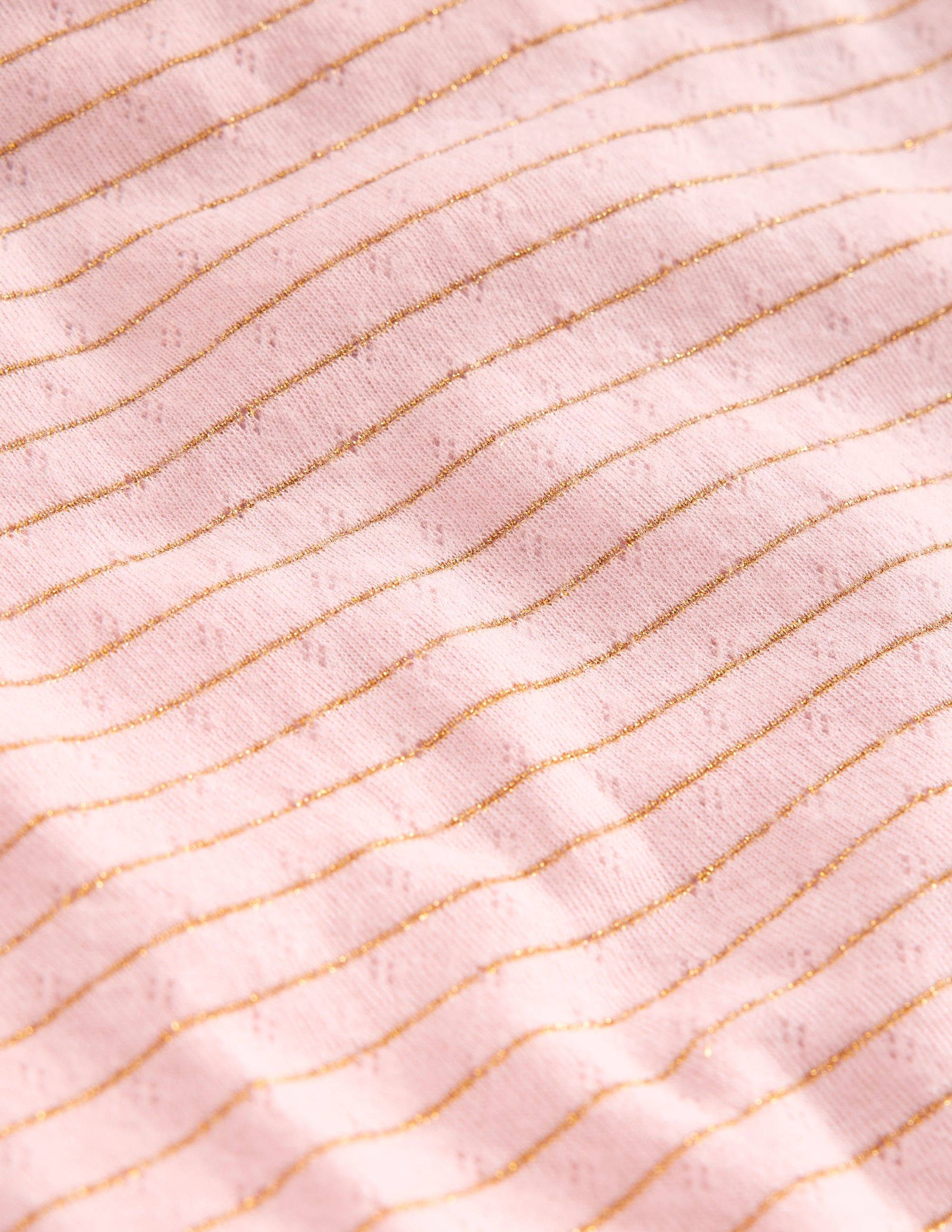 Langärmeliges Oberteil mit Pointelle-Muster-Kreiderosa/Gold Lurex Streifen - Image 3