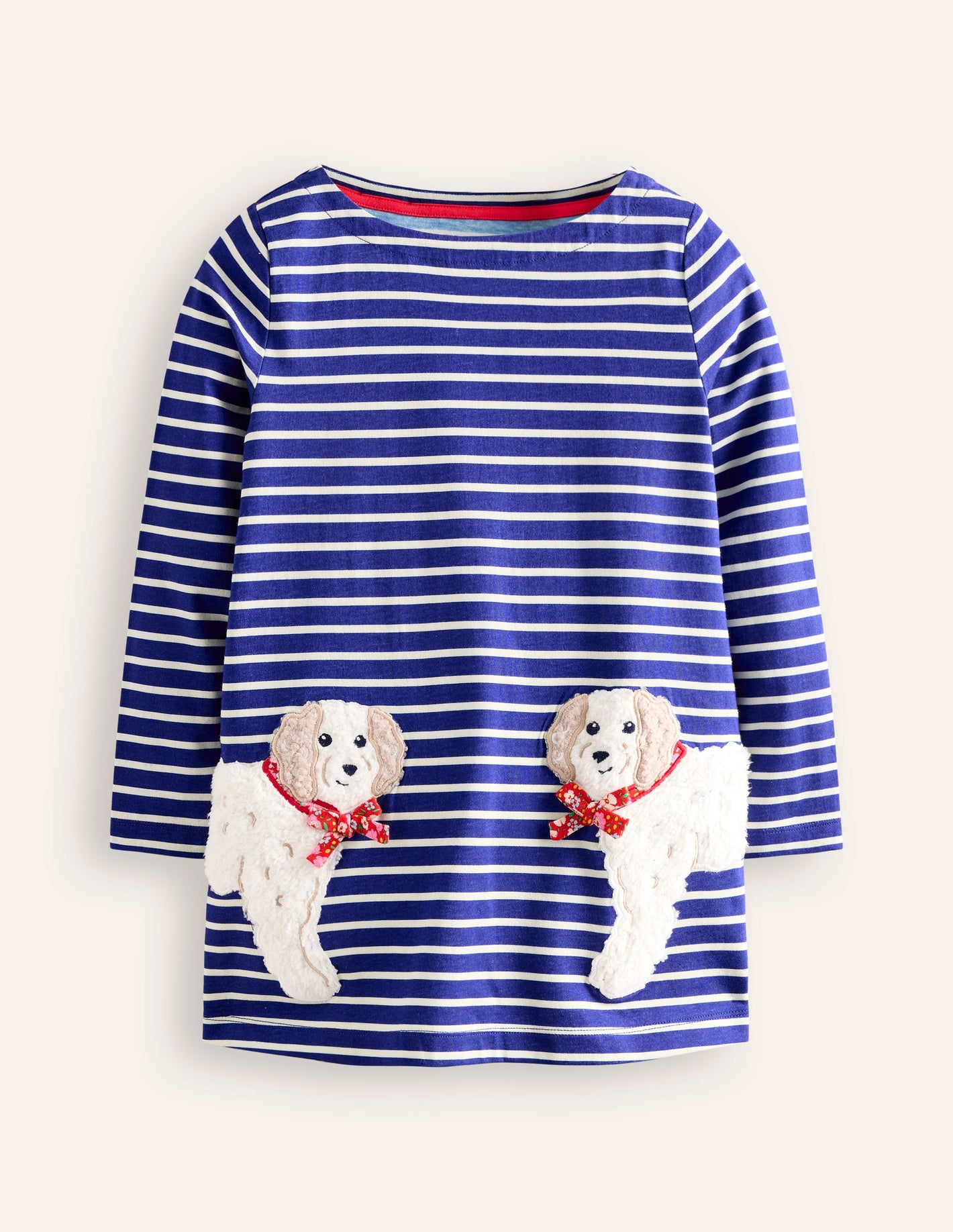 Appliqué Jersey Tunic-Starboard Blue/ Ivory Dogs