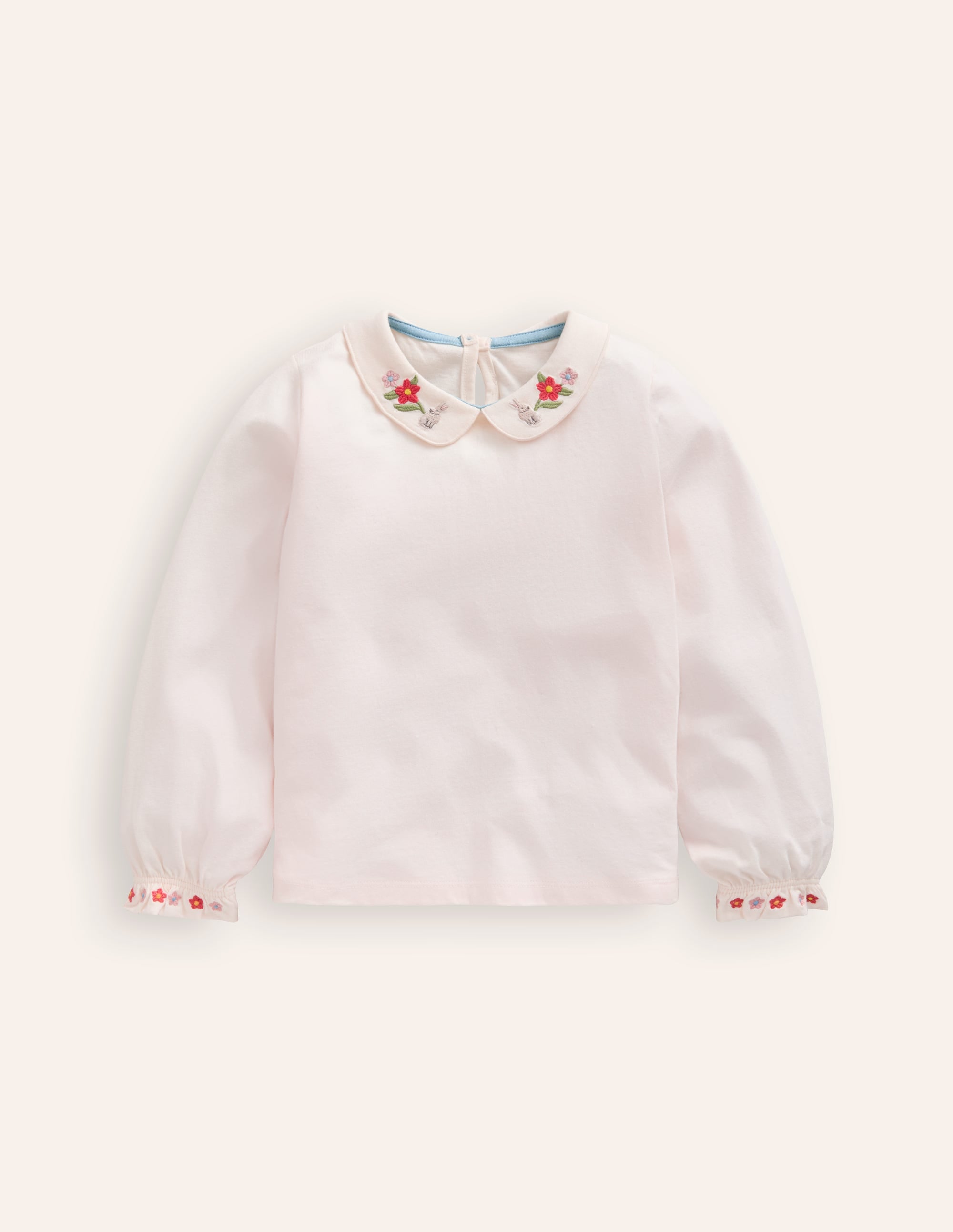 Collared Jersey Top-Ivory Embroidery - Image 1