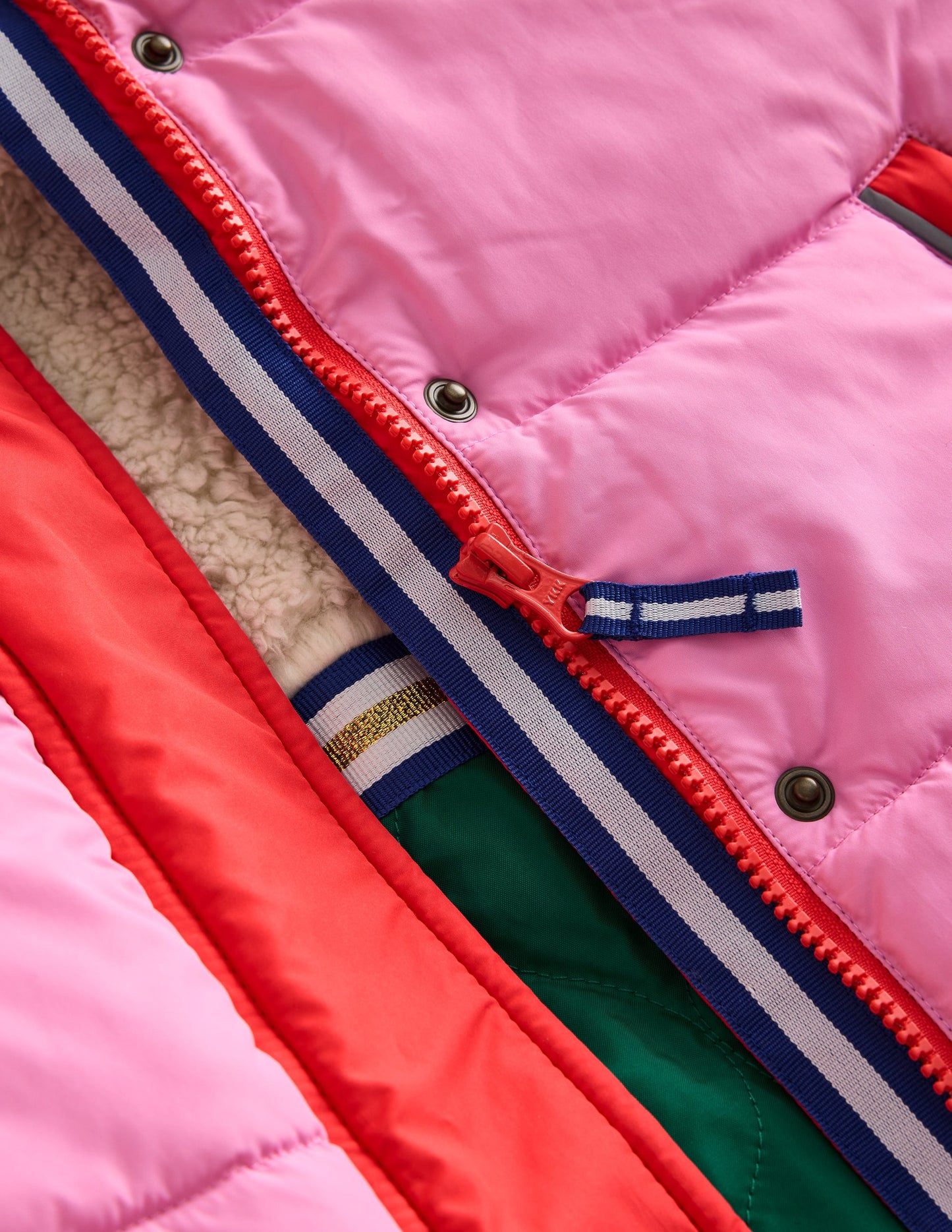 Wattierter 2-in-1-Mantel-Bunt Metallic Blockfarben