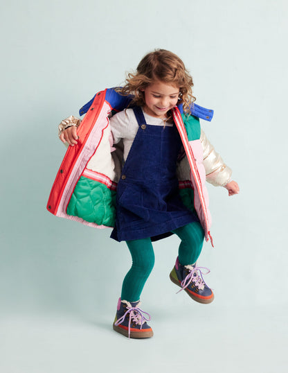 Wattierter 2-in-1-Mantel-Bunt Metallic Blockfarben-15