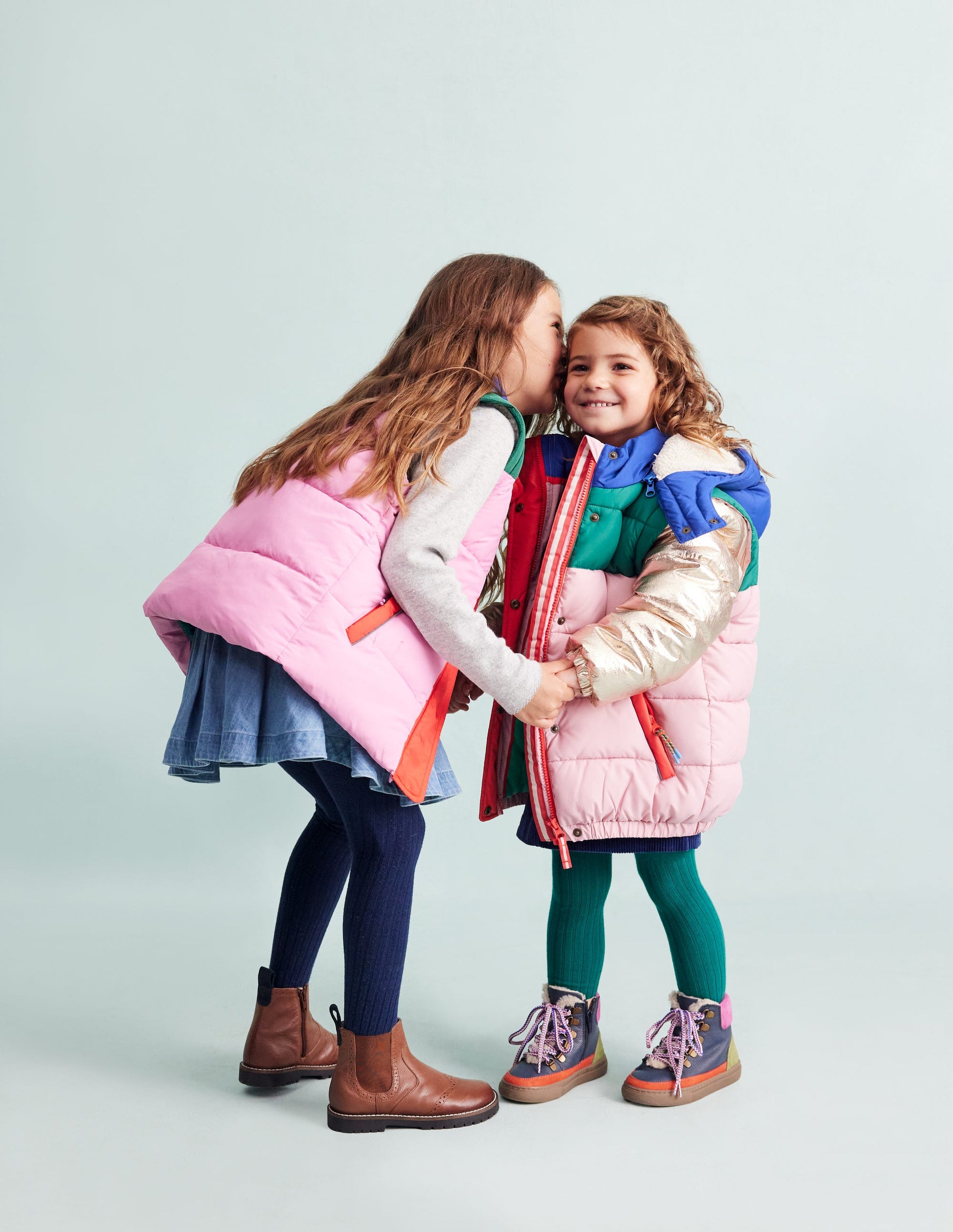 Wattierter 2-in-1-Mantel-Bunt Metallic Blockfarben-16