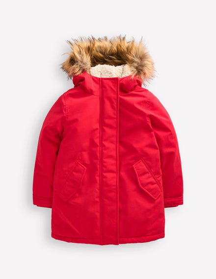 Authentischer wasserdichter Parka-Cherrytomatenrot