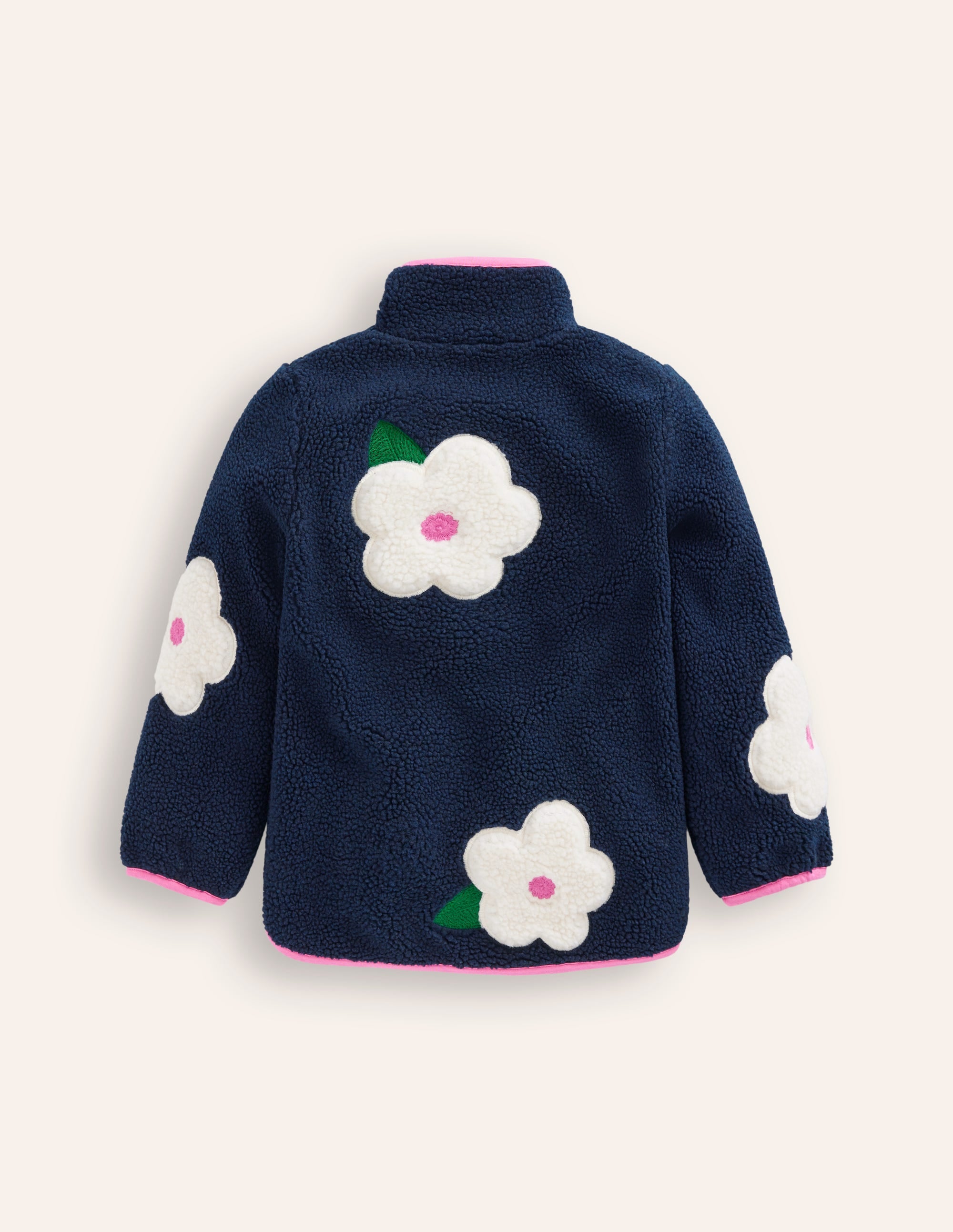 Eden Teddyfelljacke mit durchgehendem Reißverschluss-Schuluniform-Navy, Blumen - Image 2