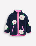 Eden Teddyfelljacke mit durchgehendem Reißverschluss-Schuluniform-Navy, Blumen