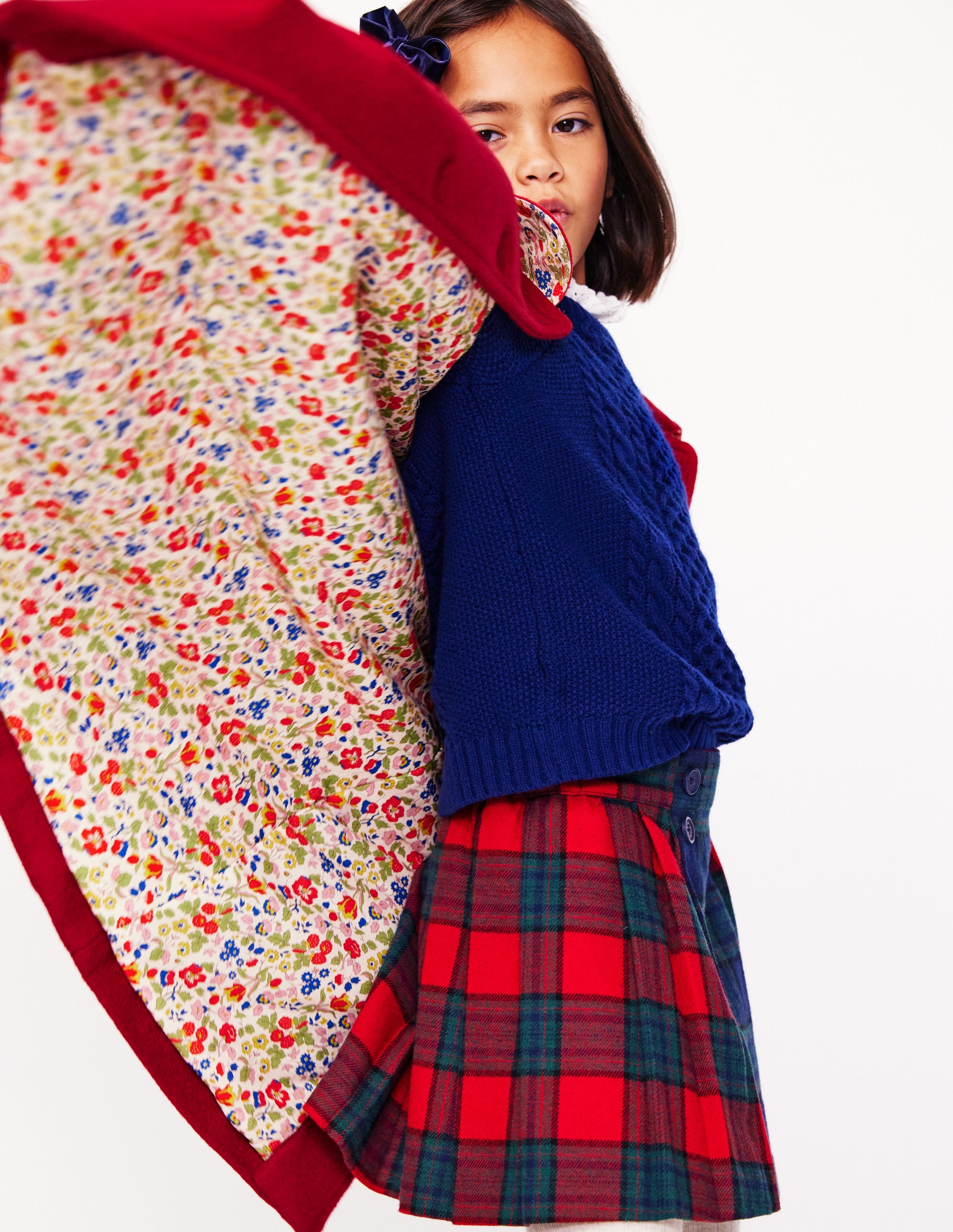 Manteau merveilleux en laine mélangée-Broderie Rouge Royal - Image 1