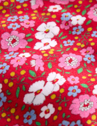 Fun Leggings-Brilliant Red Festive Flower