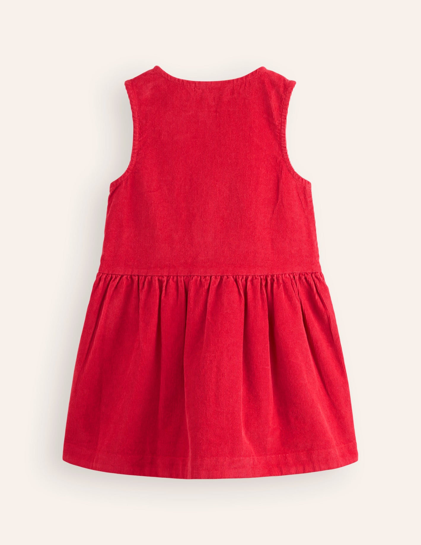 Button Through Pinafore Dress-Scarlet Red Cord