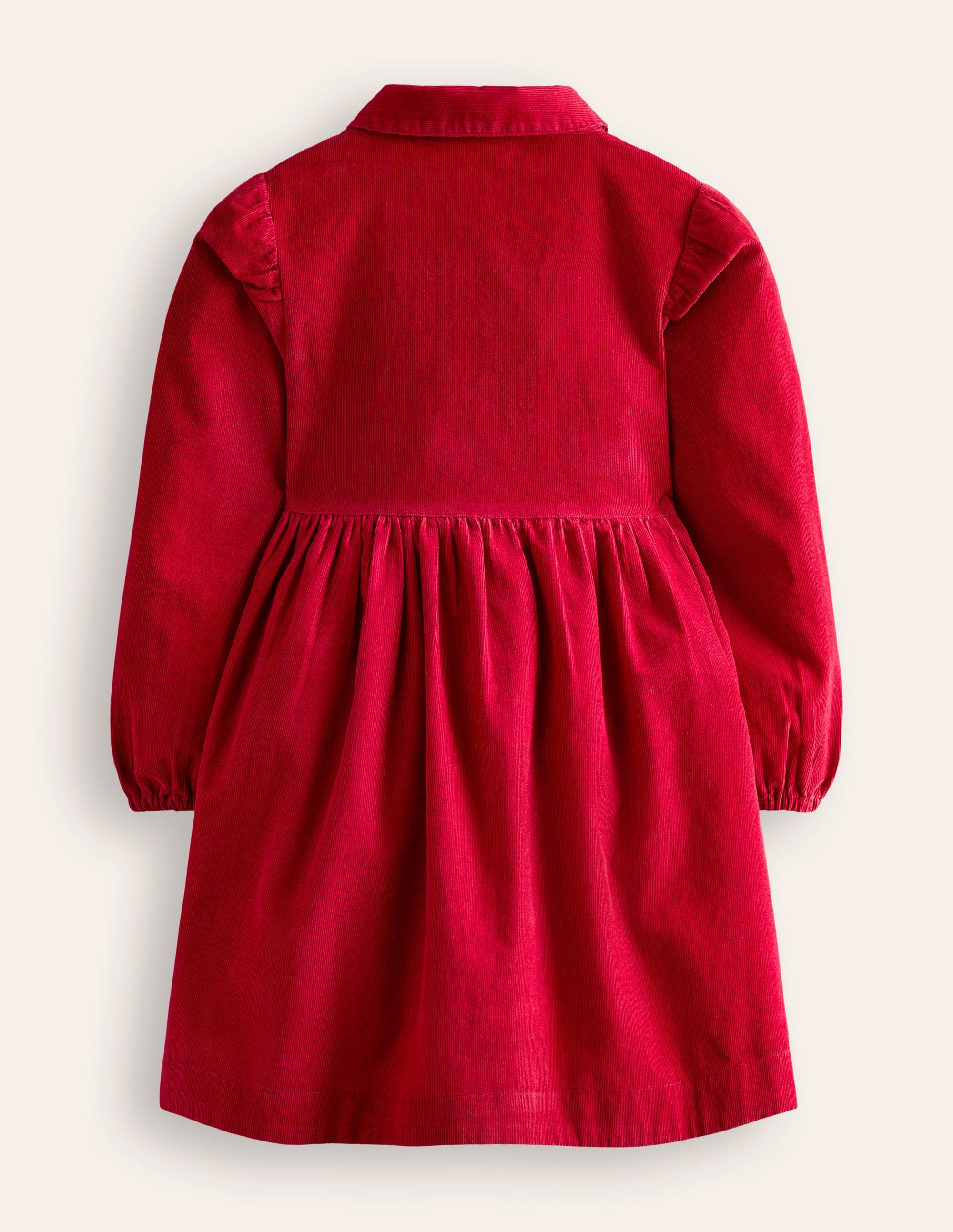 Hemdblusenkleid mit Puffärmeln-Karminrot - Image 5