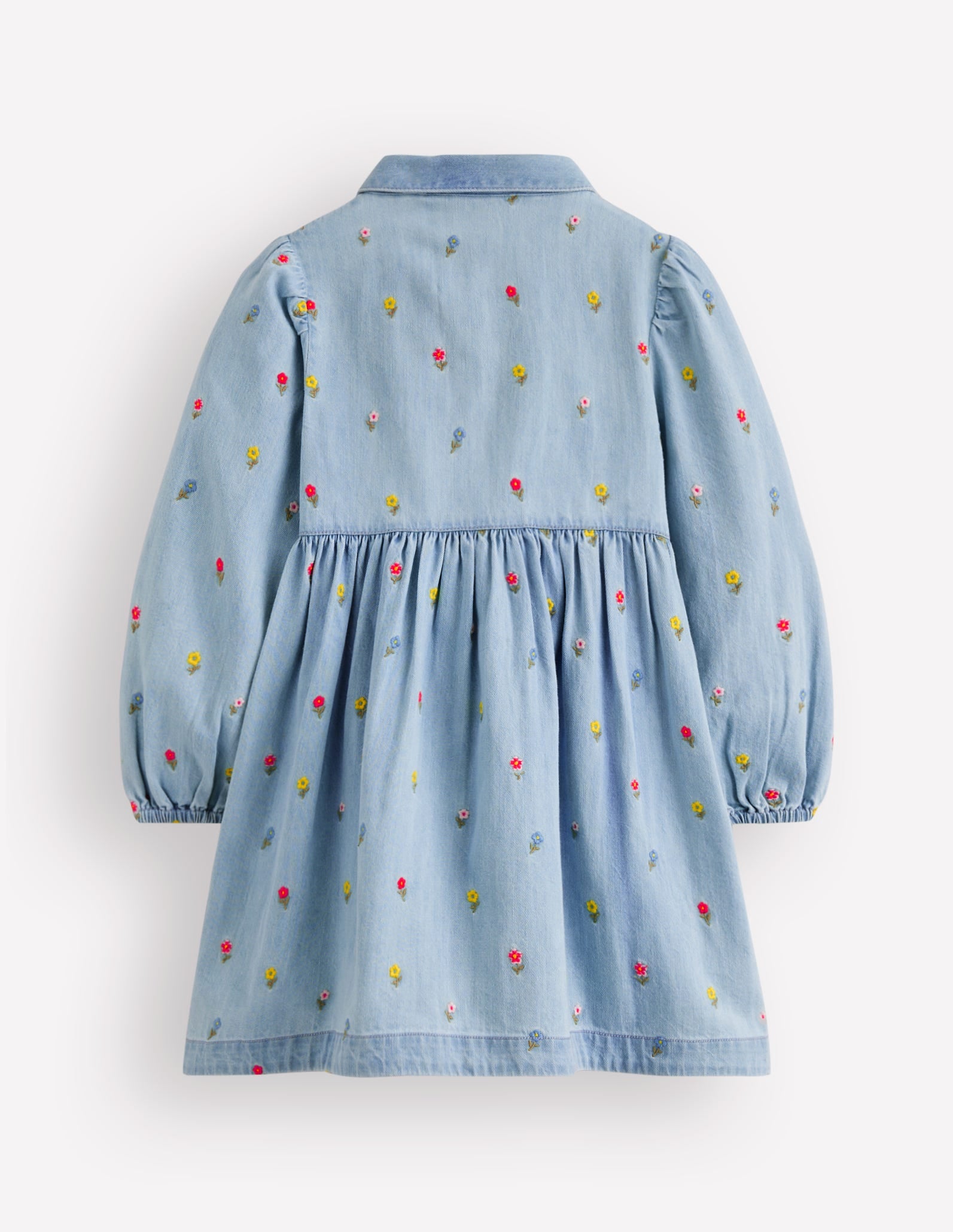 Hemdblusenkleid mit Puffärmeln-Medium Vintage Denim Blume-1