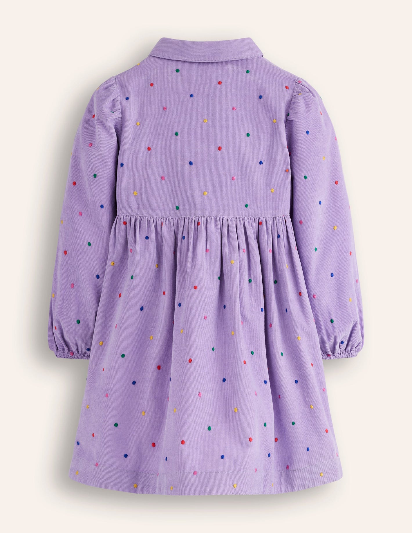 Robe-chemise à manches bouffantes-Pois brodés violet aster