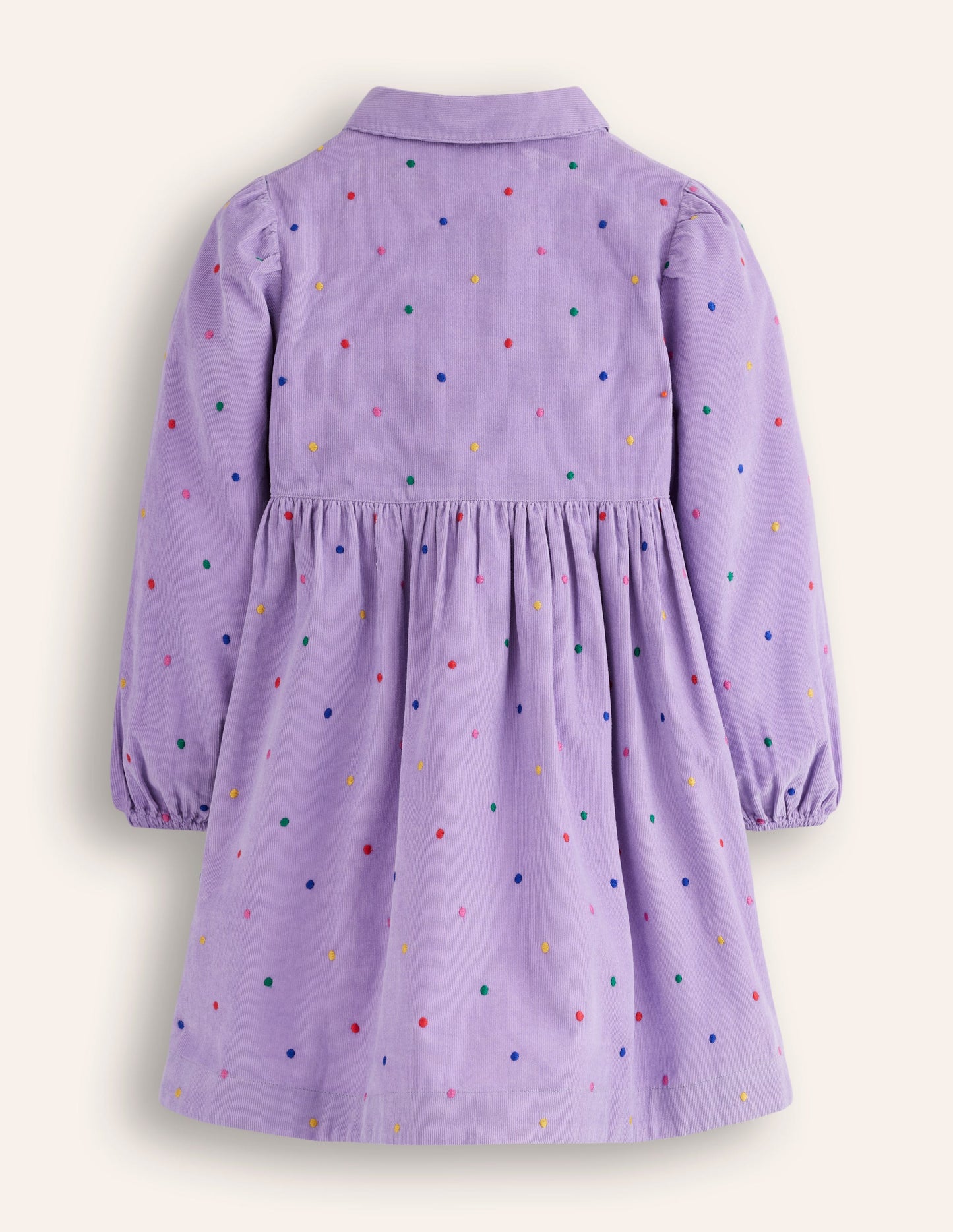 Puff Sleeve Shirt Dress-Aster Purple Embroidered Spot