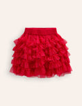 Jupe en tulle à volants-Rouge Coquelicot