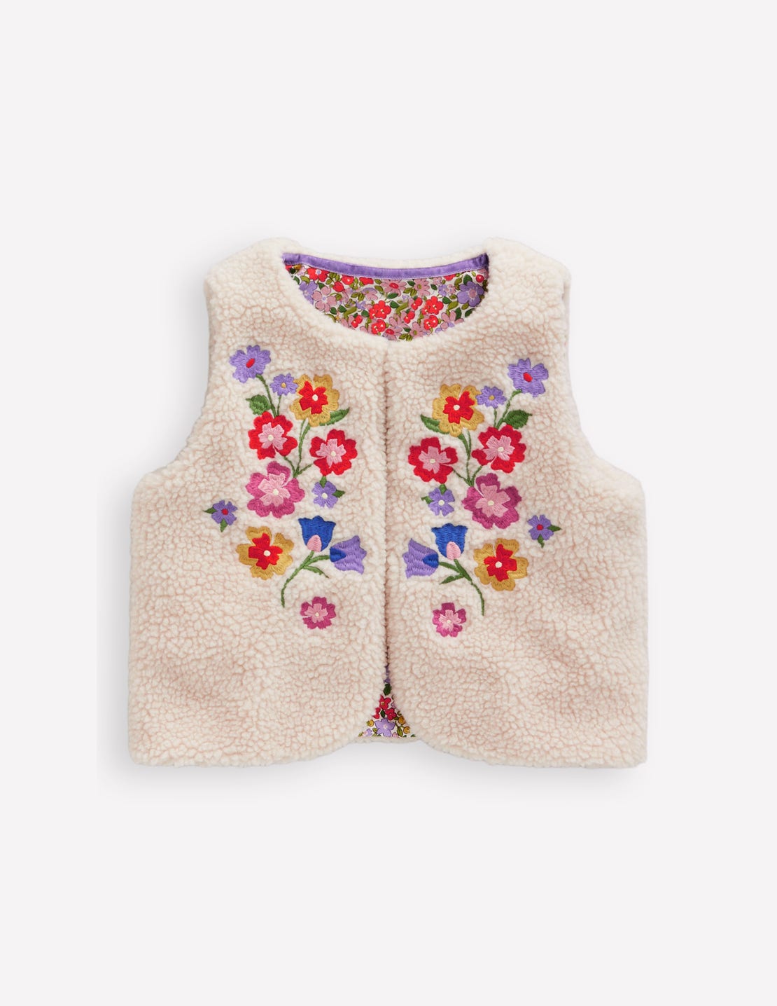 Veste sans manches en borg-Broderie avoine - Image 1