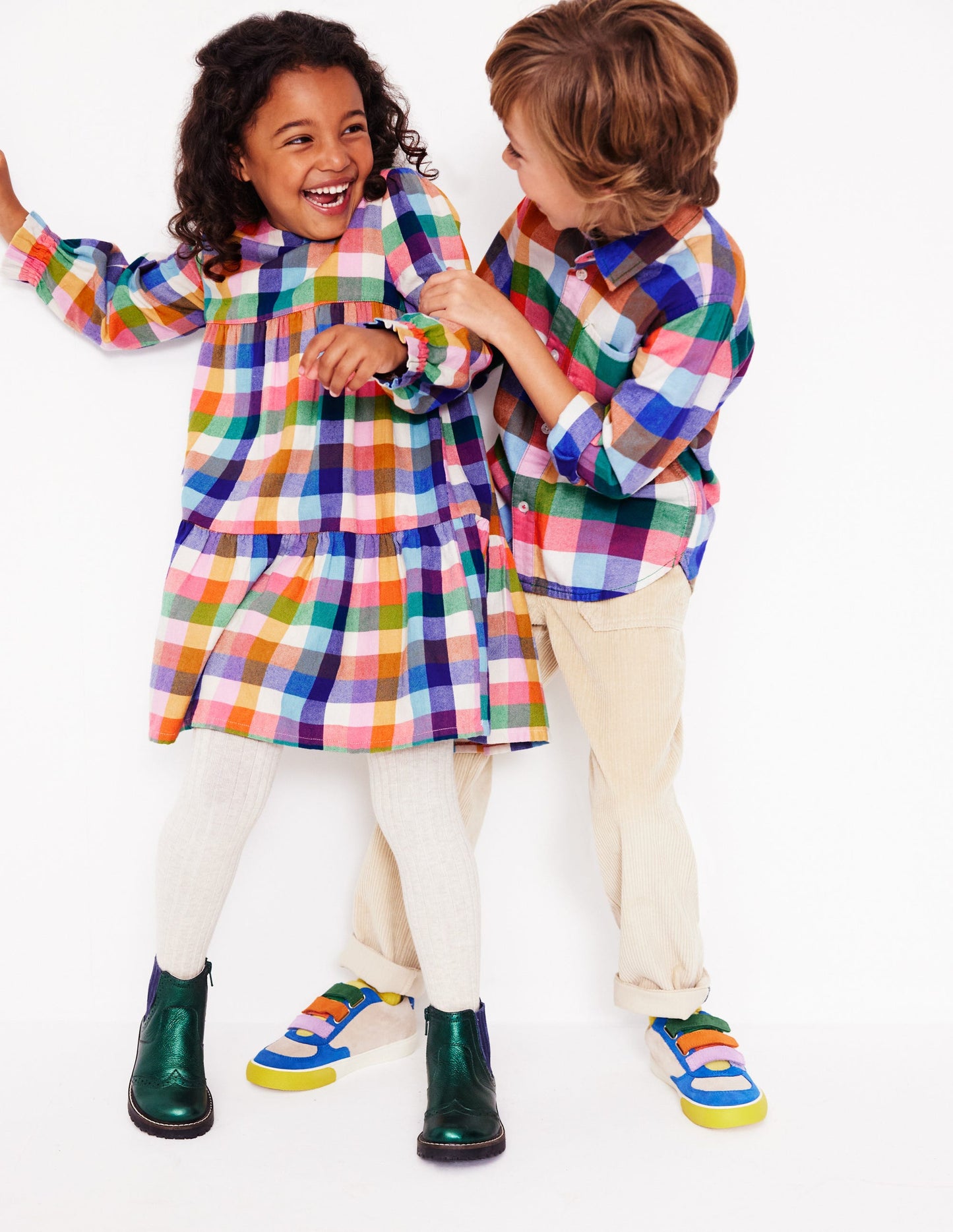 Robe virevoltante Betsy à volants-Vichy multi