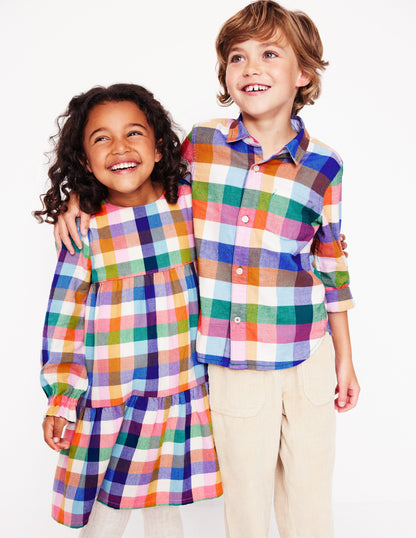 Robe virevoltante Betsy à volants-Vichy multi-5