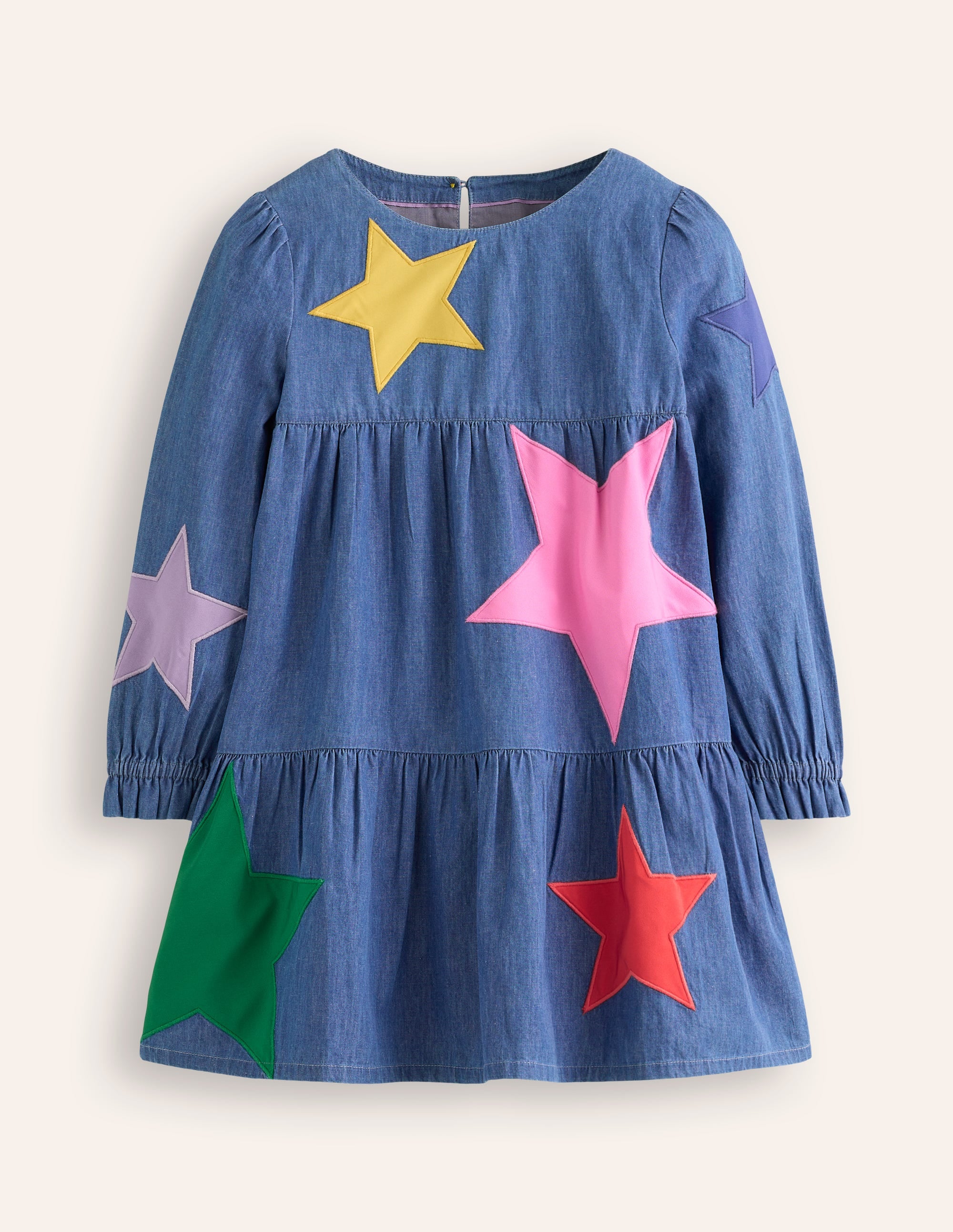 Betsy Stufenkleid zum Herumwirbeln-Mittleres Vintageblau, Sterne - Image 1
