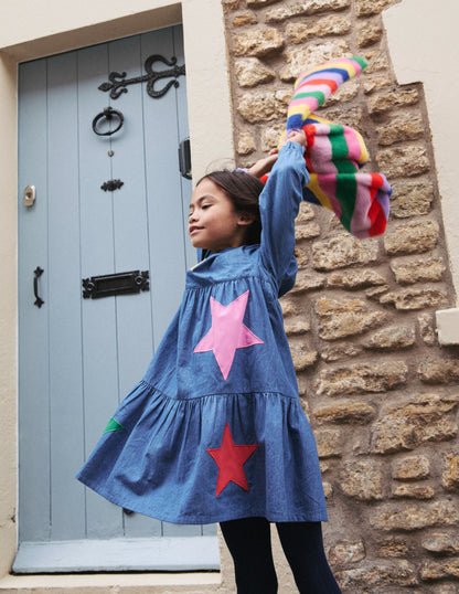 Betsy Tiered Twirly Dress-Mid Vintage Stars