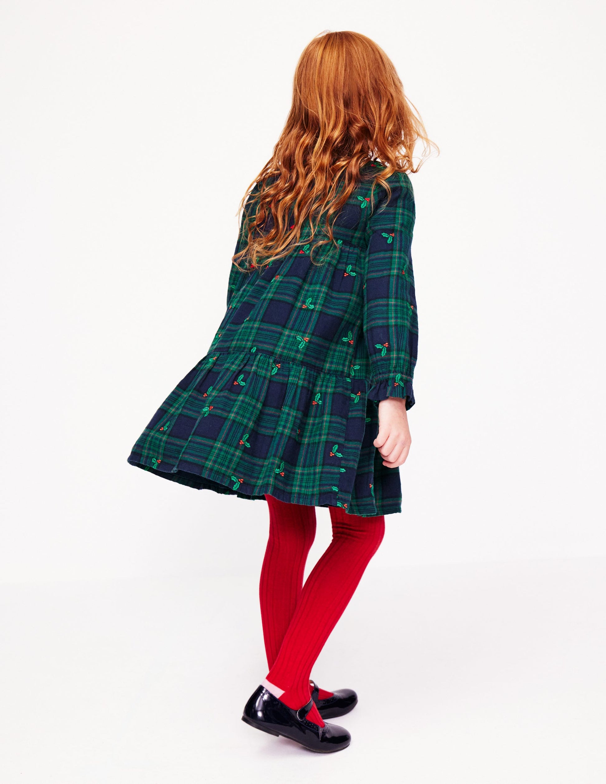 Betsy Tiered Twirly Dress-Blackwatch Check Holly-2