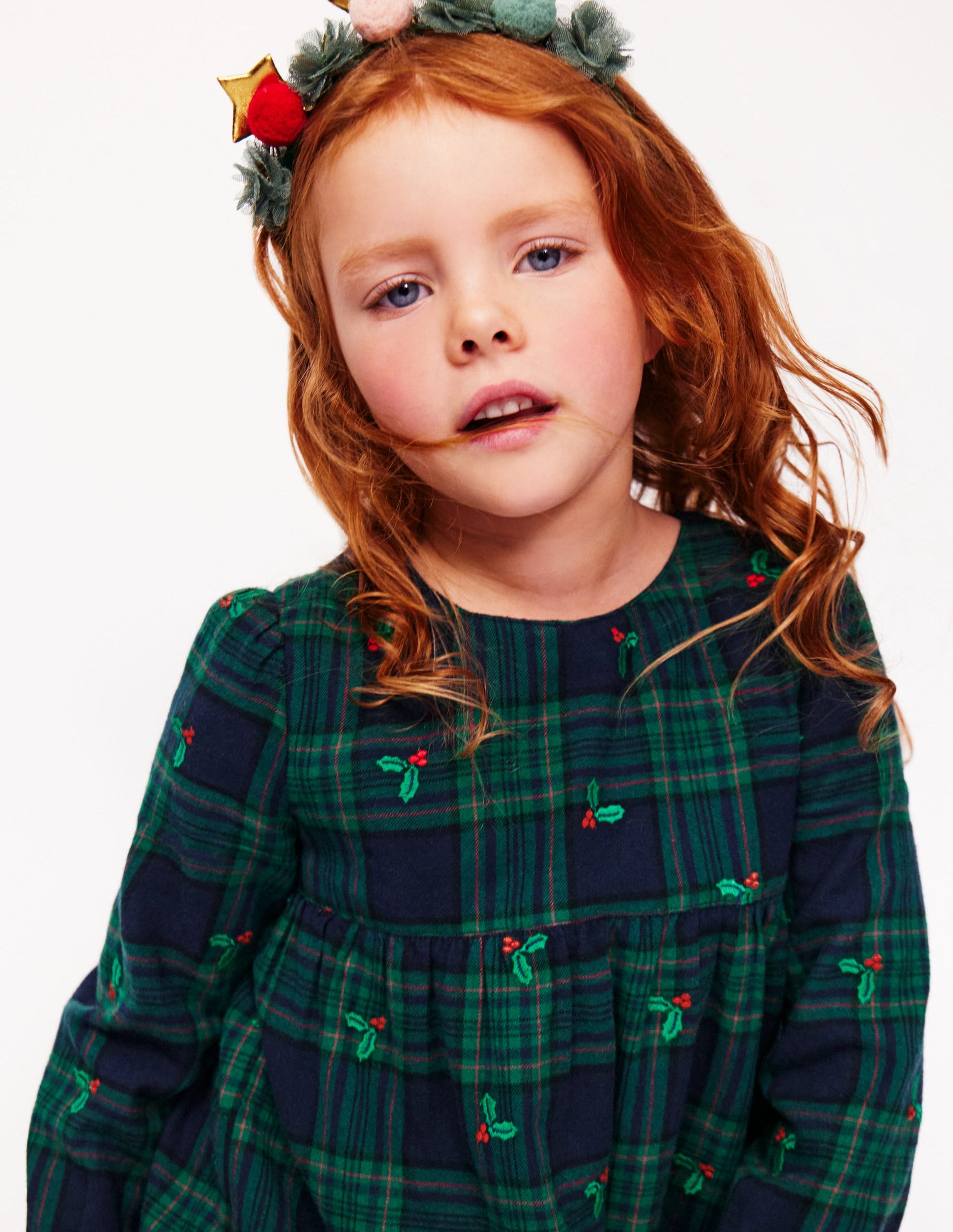 Betsy Tiered Twirly Dress-Blackwatch Check Holly-3