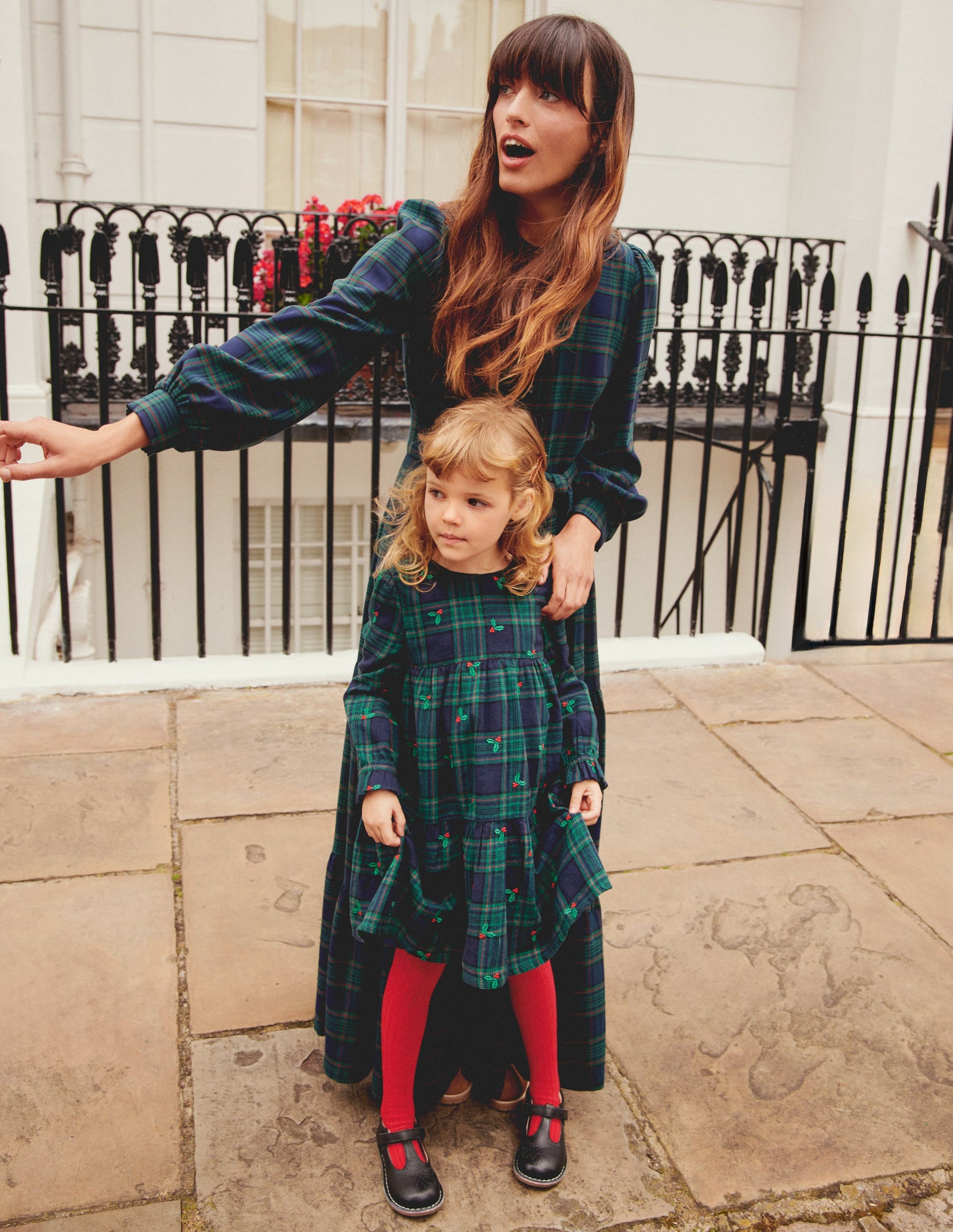 Betsy Tiered Twirly Dress-Blackwatch Check Holly-8