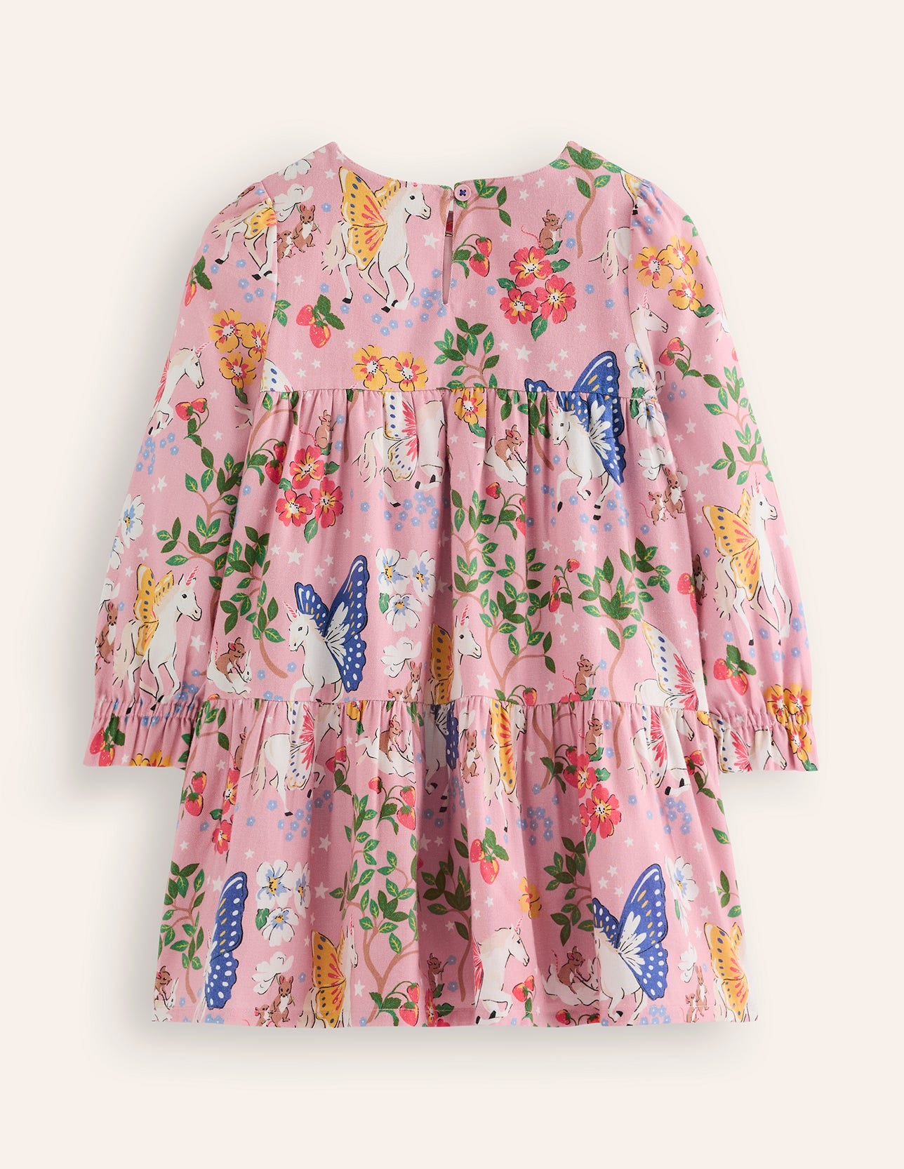 Robe virevoltante Betsy à volants-Forêt enchantée rose vintage