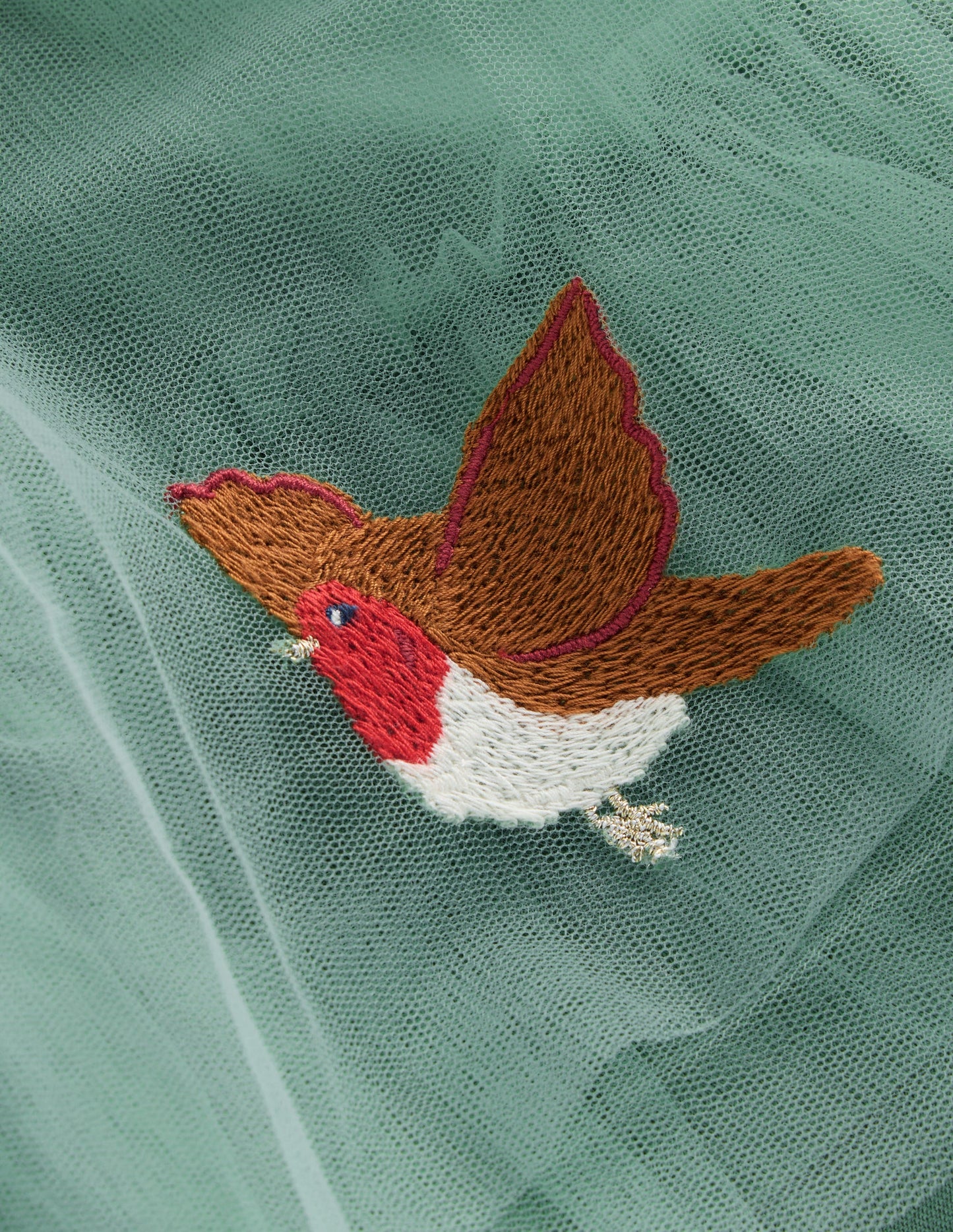 Velvet Tulle Appliqué Dress-Eucalyptus Robins