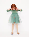 Kleid aus Samt und Tüll mit Applikationen-Eukalyptus Rotkehlchen