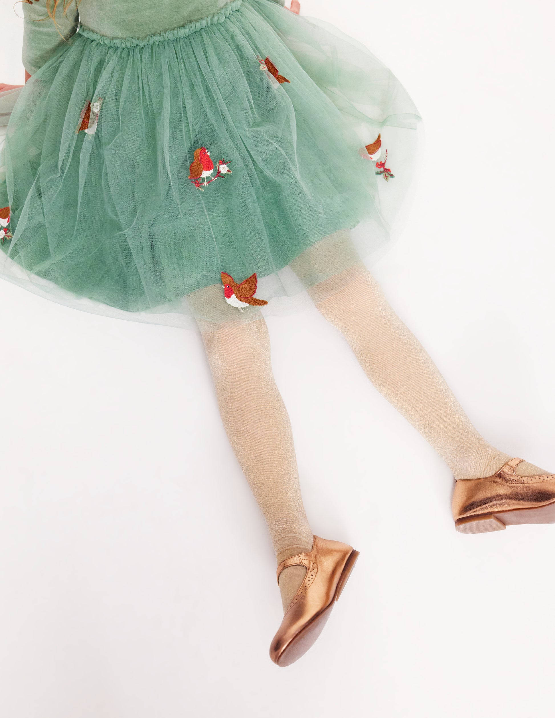 Velvet Tulle Appliqué Dress-Eucalyptus Robins-3