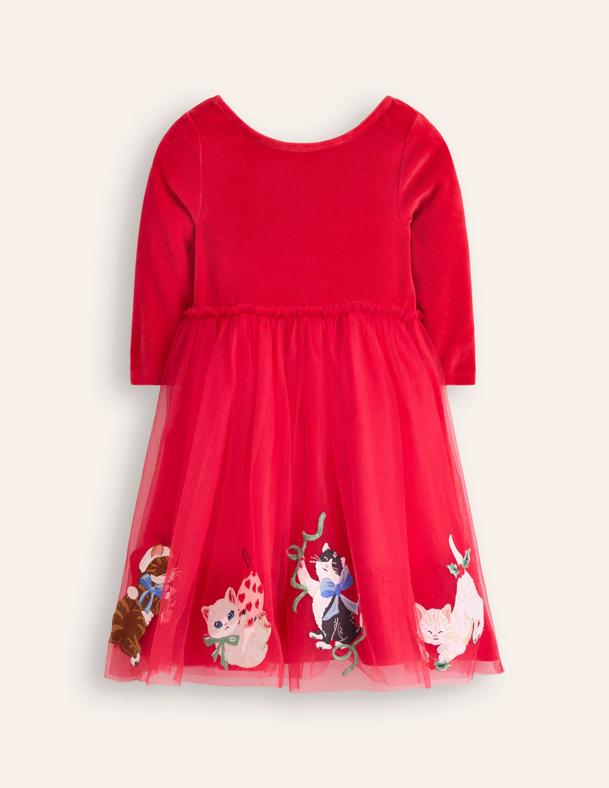 Kleid aus Samt und Tüll mit Applikationen-Black - Image 3