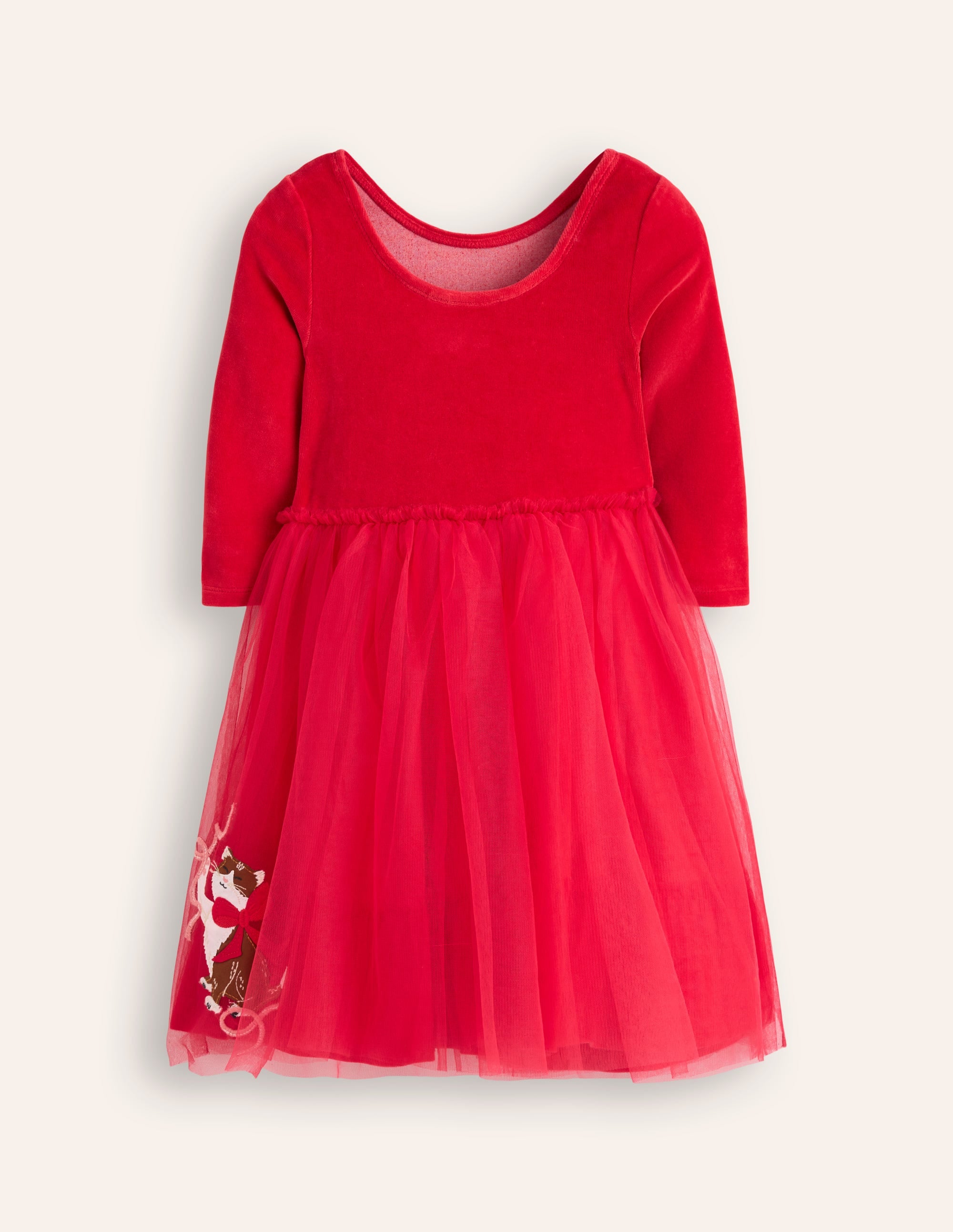 Kleid aus Samt und Tüll mit Applikationen-Black - Image 4