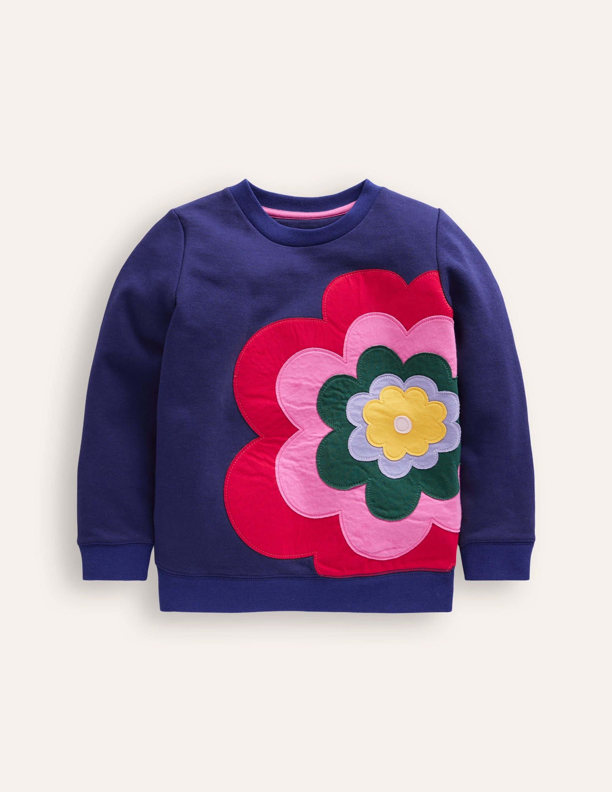 Sweatshirt mit Applikation-Saphirblau Blume - Image 1