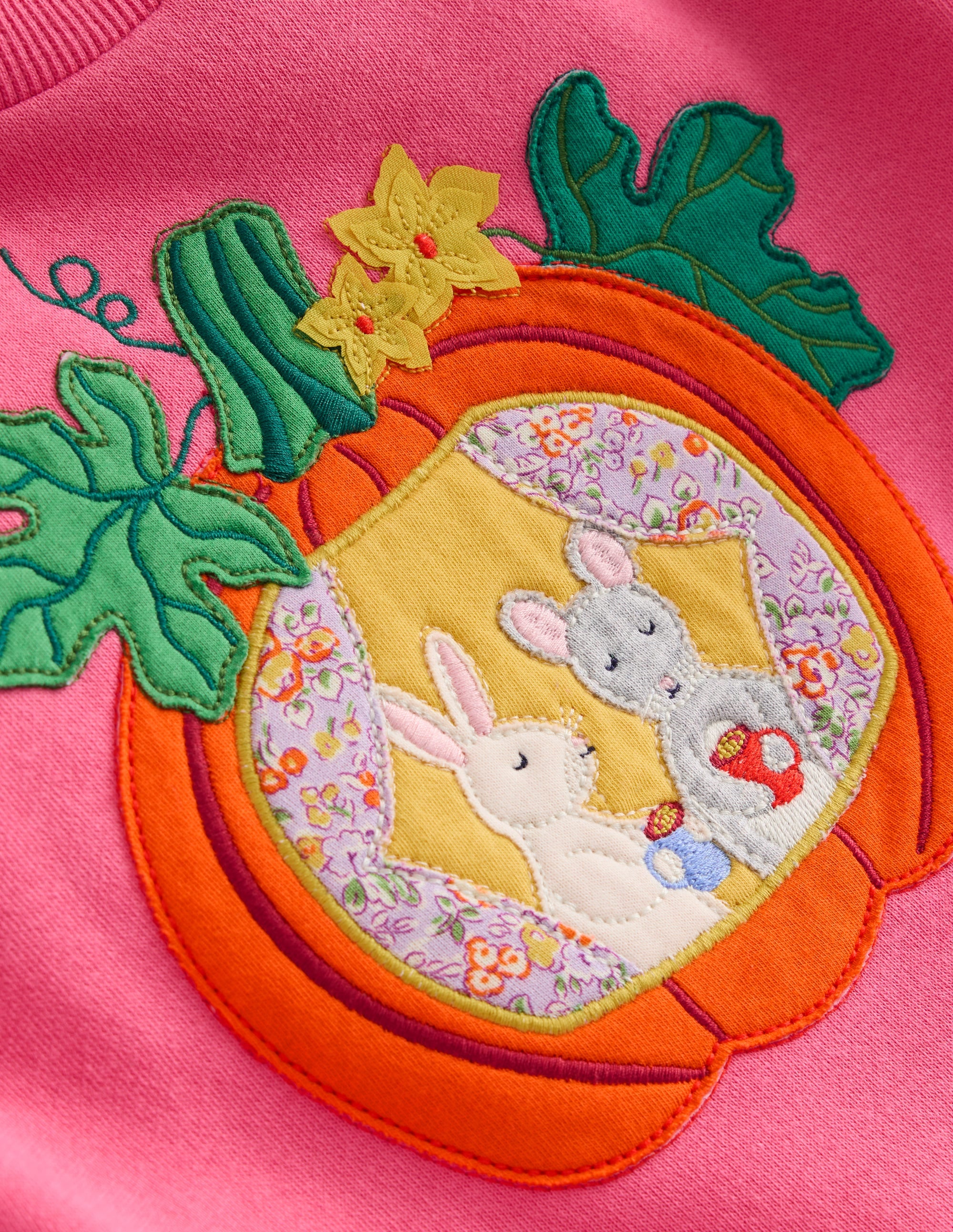Appliqué Sweatshirt-Rose Petal Pink Pumpkin House - Image 3