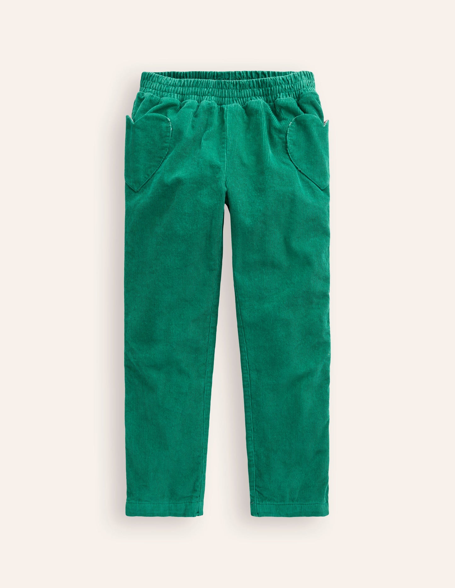 Pantalon à enfiler en velours côtelé doublé-Vert alpin