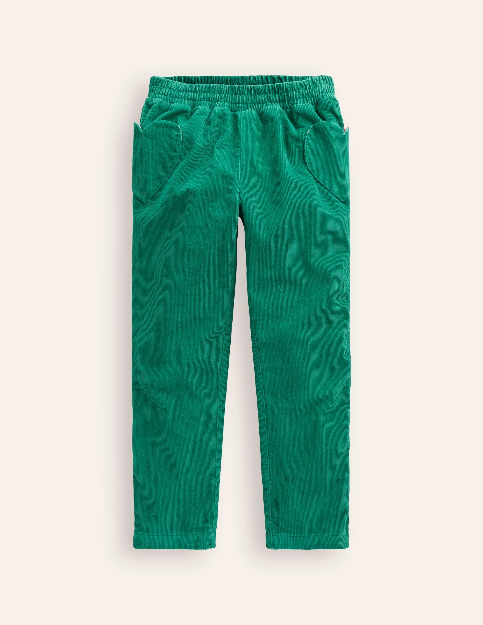 Pantalon à enfiler en velours côtelé doublé-Vert alpin - Image 1
