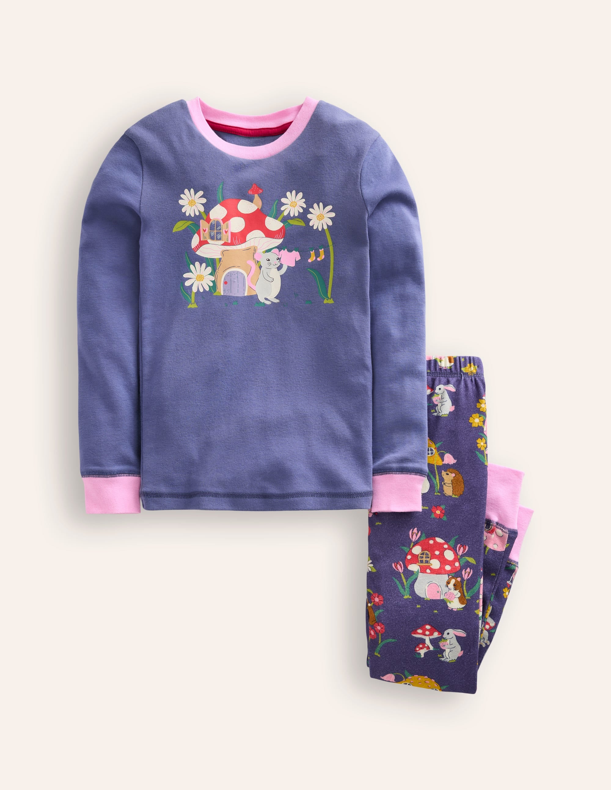 Eng anliegender, langer Schlafanzug-Vintage-Blau Fliegenpilz - Image 1