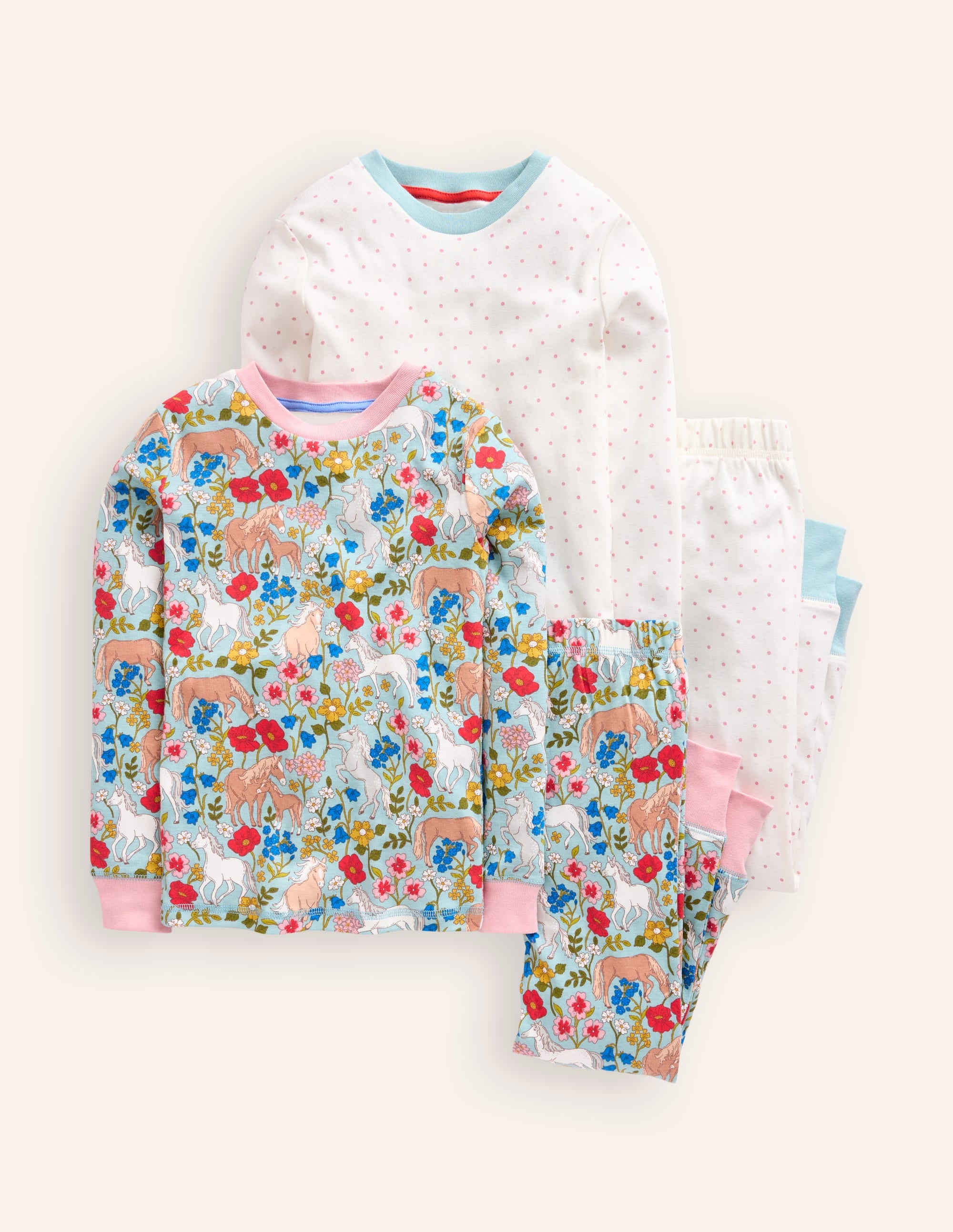Twin Pack Snug Pyjamas-Blue Pony Floral - Image 1