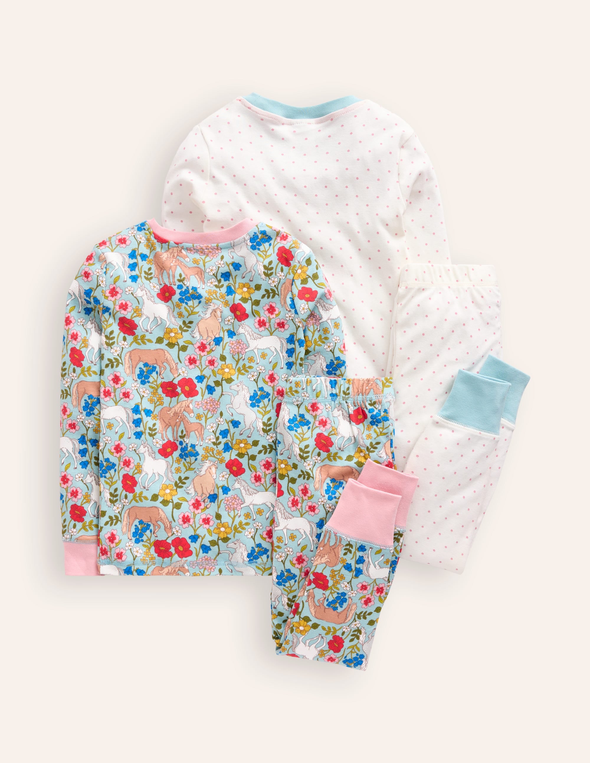 Twin Pack Snug Pyjamas-Blue Pony Floral - Image 2