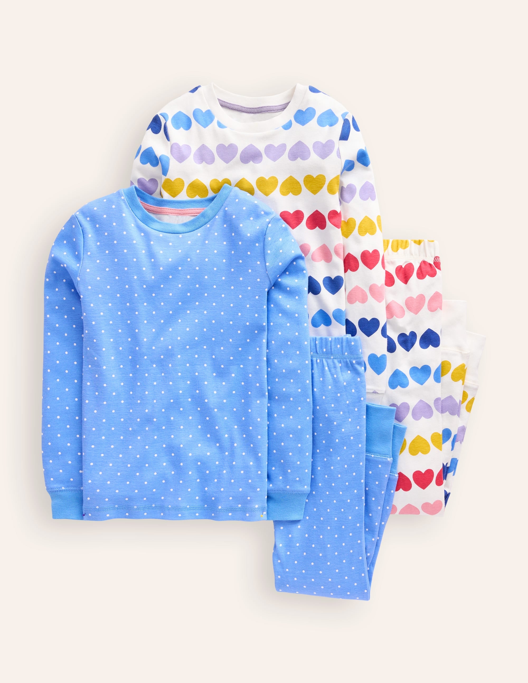 2 pyjamas douillets-Cœurs jacquard - Image 1