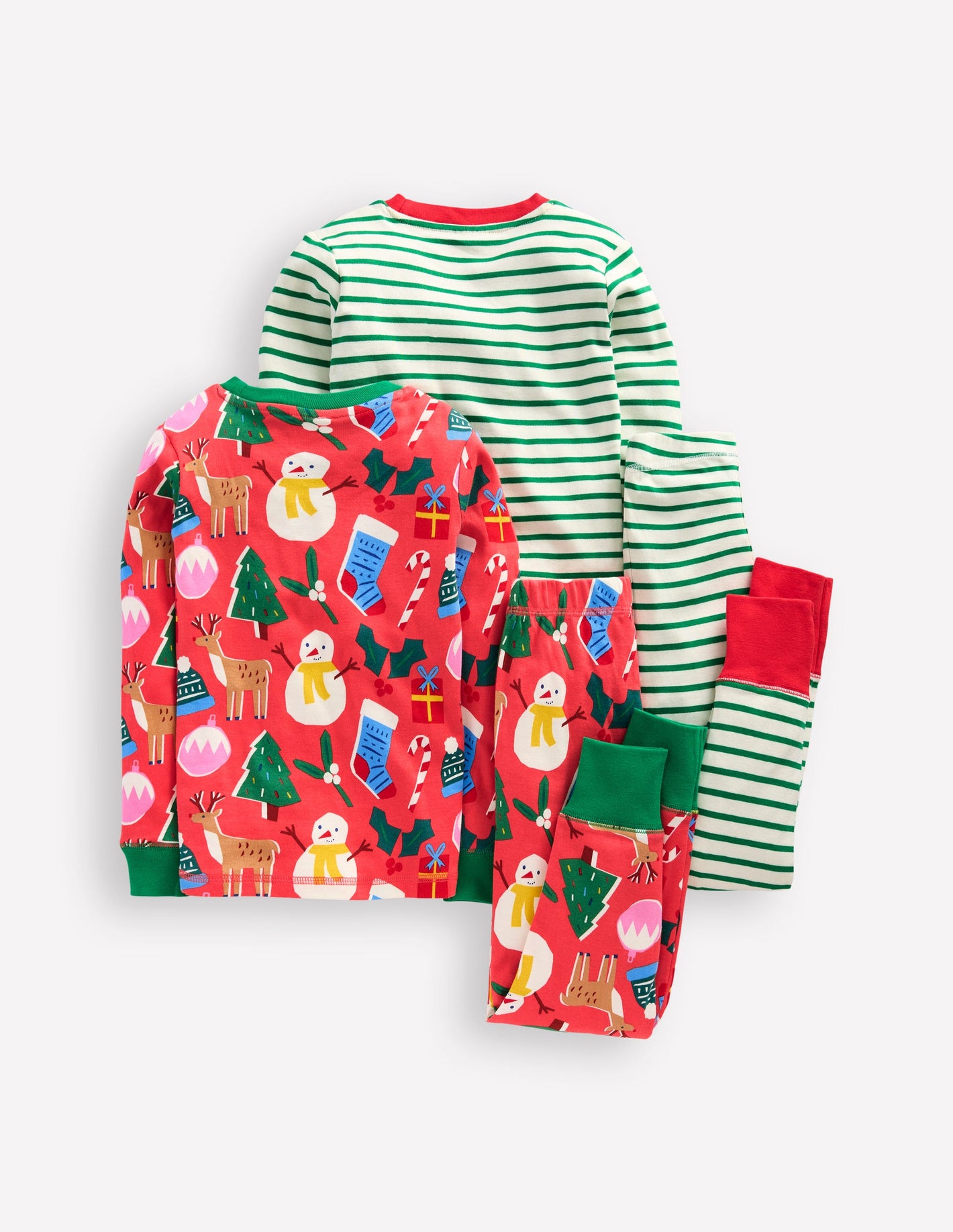 Twin Pack Snug Pyjamas-Jam Red Christmas