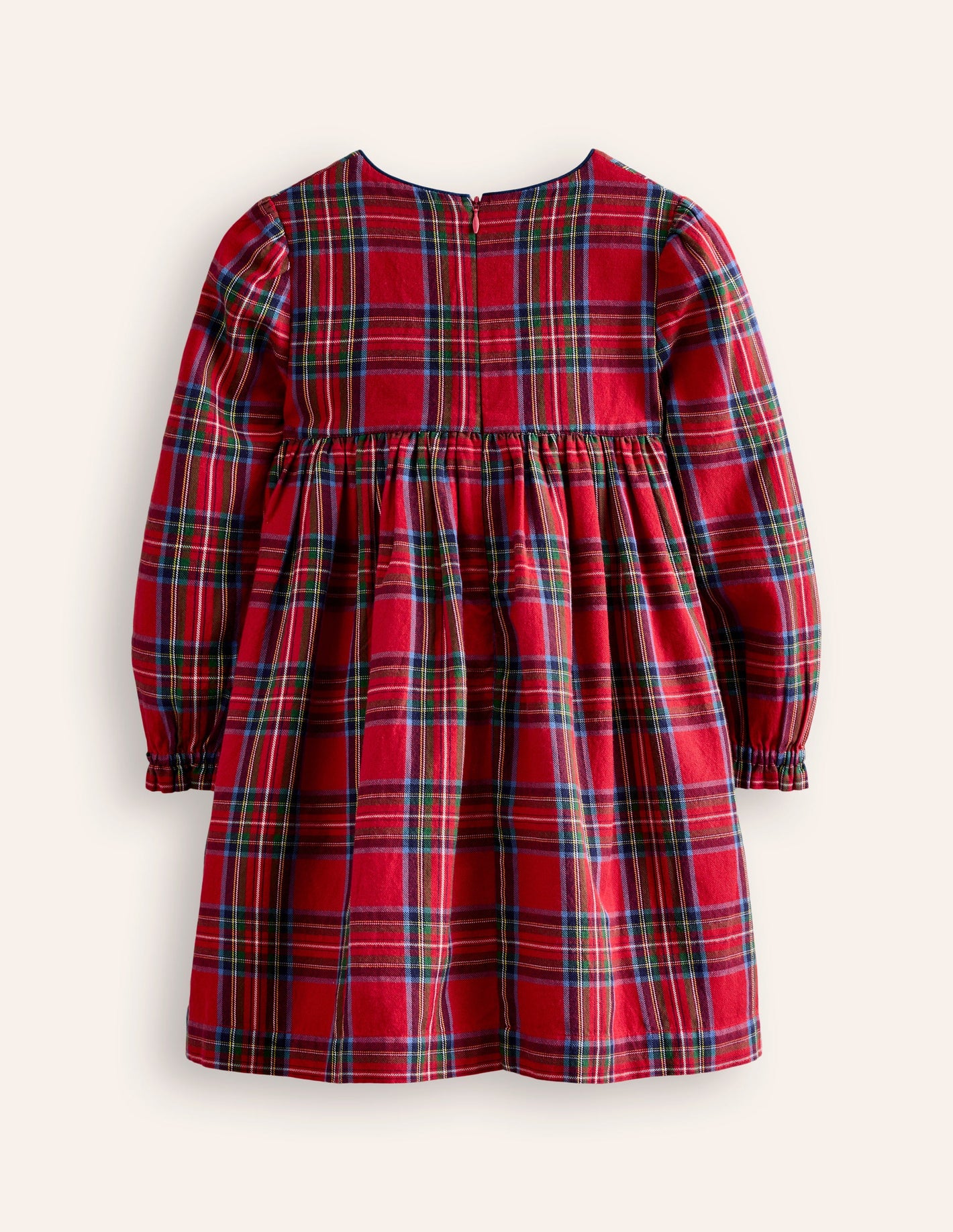 Robe Bess cosy à smocks-Carreaux rouges et bleus