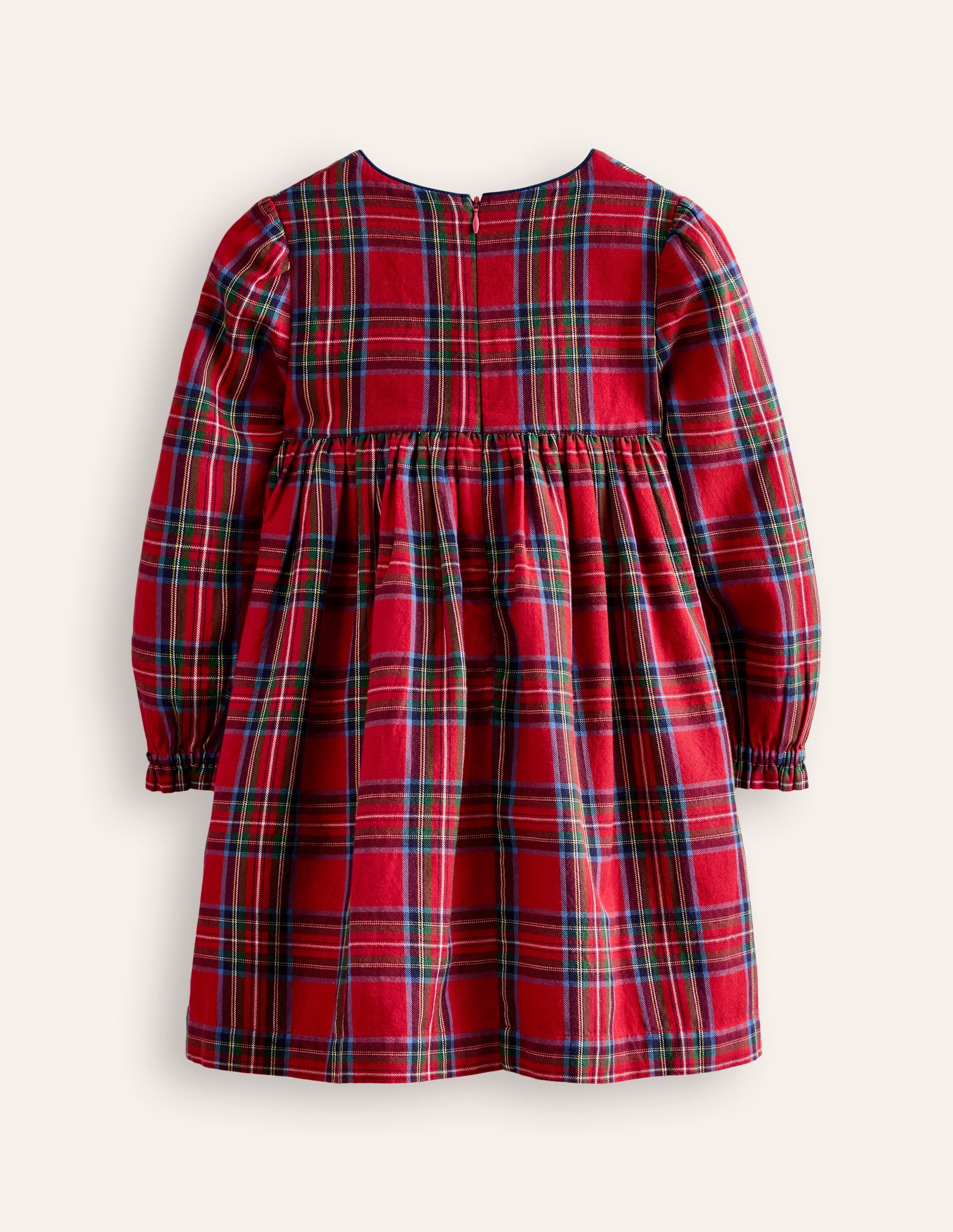 Bess Cosy Smocked Dress-Red and Blue Check - Image 2