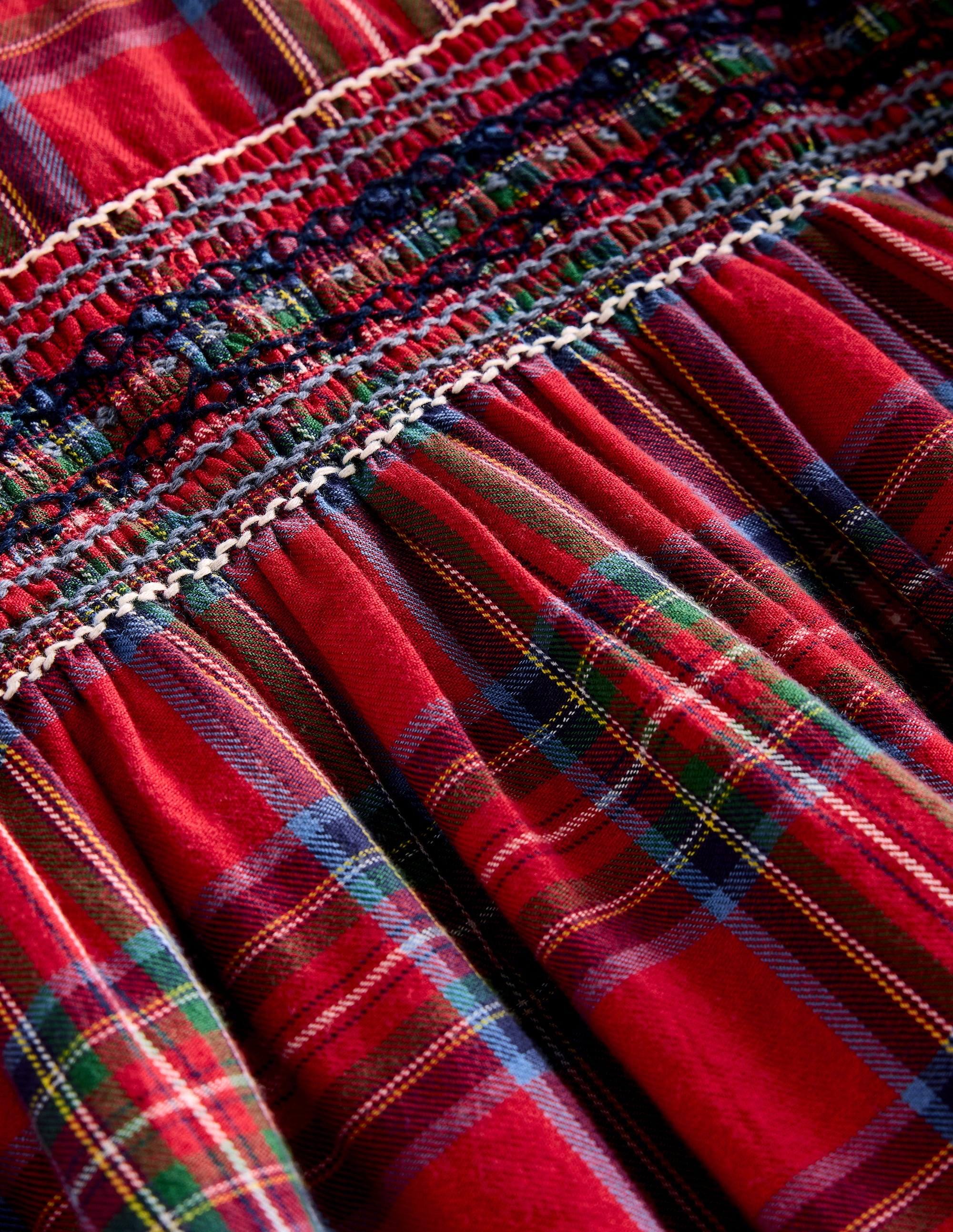 Bess Cosy Smocked Dress-Red and Blue Check - Image 3