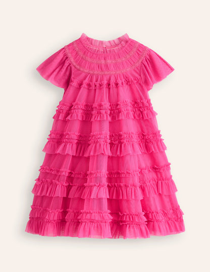 Robe à volants Winnie en tulle-Rose pétale