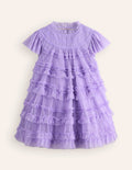 Winnie Tulle Tiered Dress-Misty Lavender