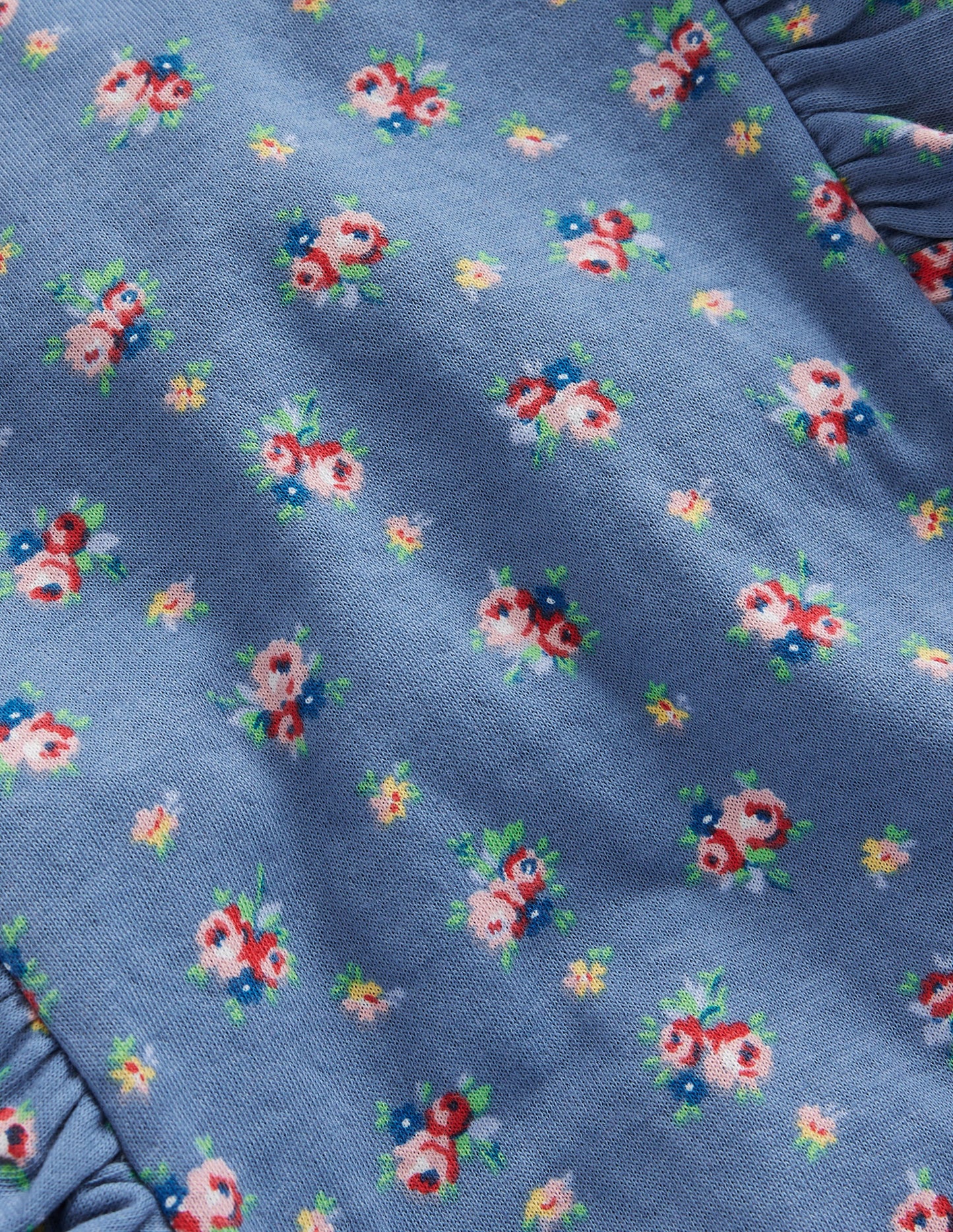 Sweatshirt mit Rüschen-Print-Blauhäher Blumenstrauß