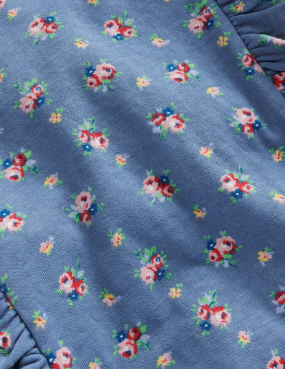 Sweatshirt mit Rüschen-Print-Blauhäher Blumenstrauß