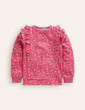 Sweatshirt mit Rüschen-Print-Rosenblüten Rosa Blumenmuster