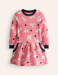 Kuscheliges, bedrucktes Sweatshirt-Kleid-Almond
